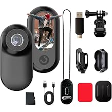 1080P Mini Wearable Body Camera, 26g Lightweight Thumb POV Vlog Camera with 16GB Memory Card, 1.0" Screen & Magnetic Mount for Motorcycle Helmet, Cycling, Pets Travel