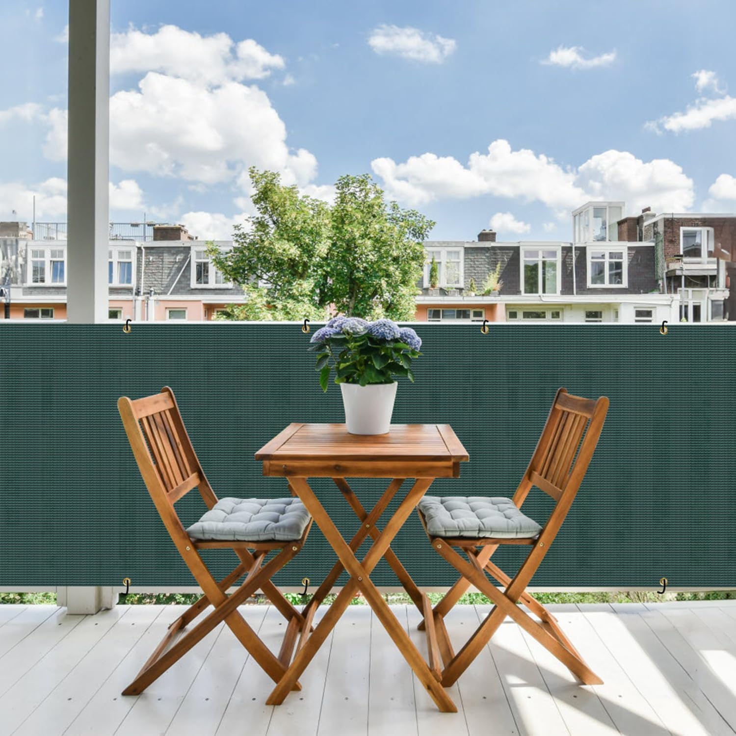 E&K Sunrise 3' x 50' Balcony Privacy Fence Screen Cover with Zip Ties Outdoor Screen Fence UV Protection for Deck Patio Backyard Apartment Pool Porch (Green)