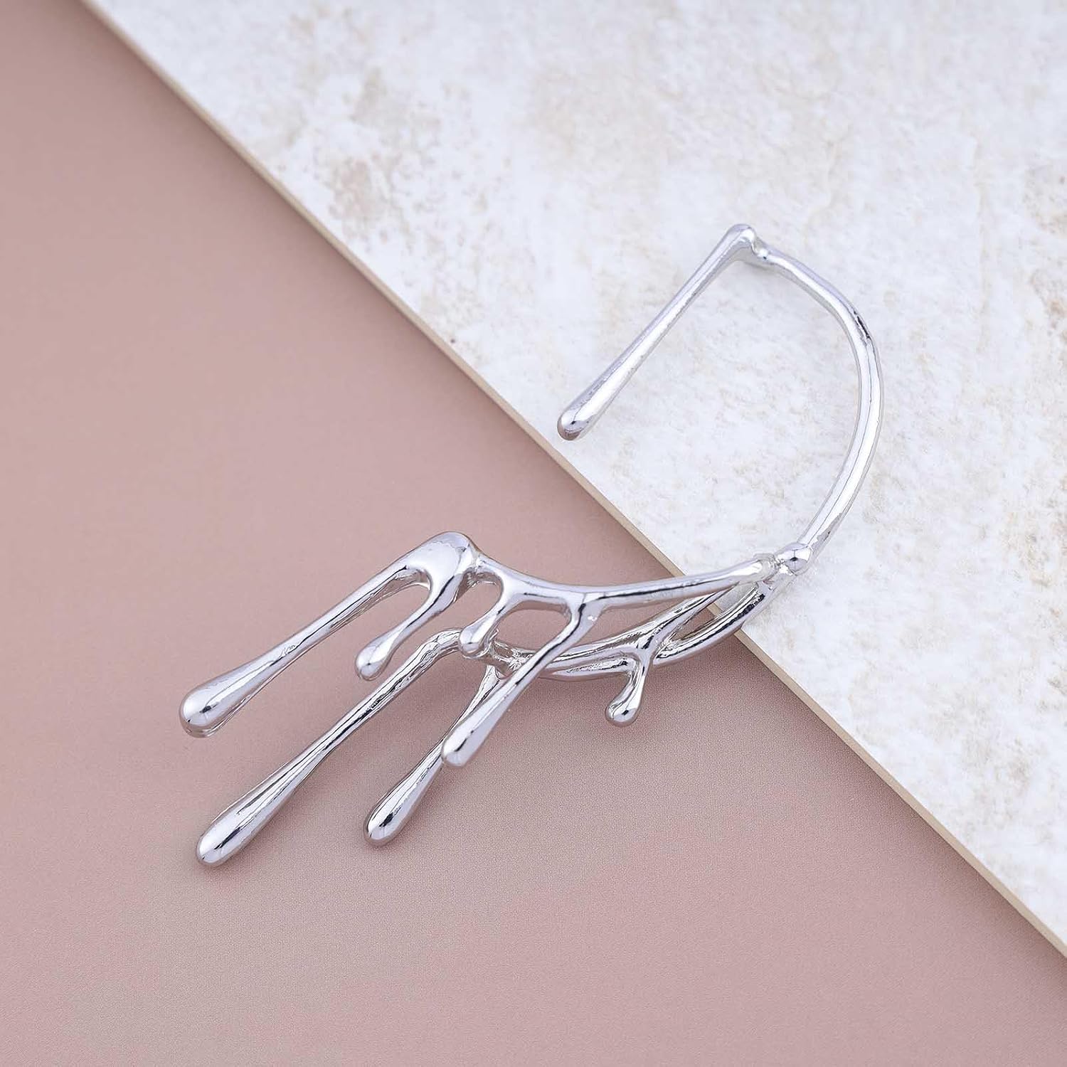 Boho Dripping Ear Cuff Earrings Gold Lava Ear Wrap Earrings Vintage Liquid Drip Climber Earrings Irregular Wax Ear Wrap Clip On Earrings Jewelry for Women