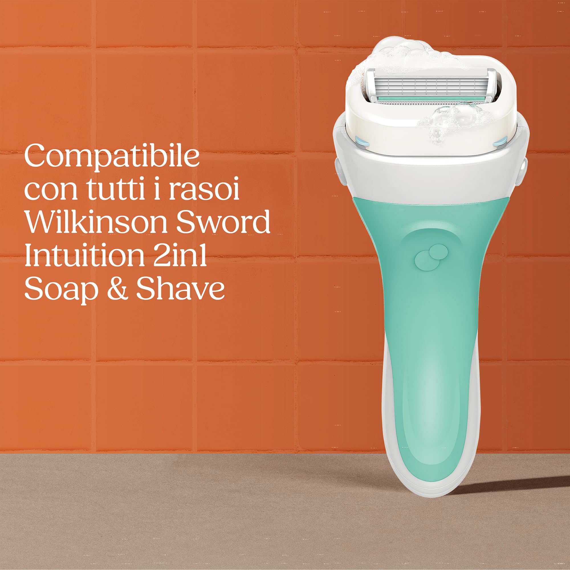 Wilkinson Sword Intuition 2in1 Soap & Shave per pelli sensibili rasoi da donna, manico rasoio da donna e 1 ricarica