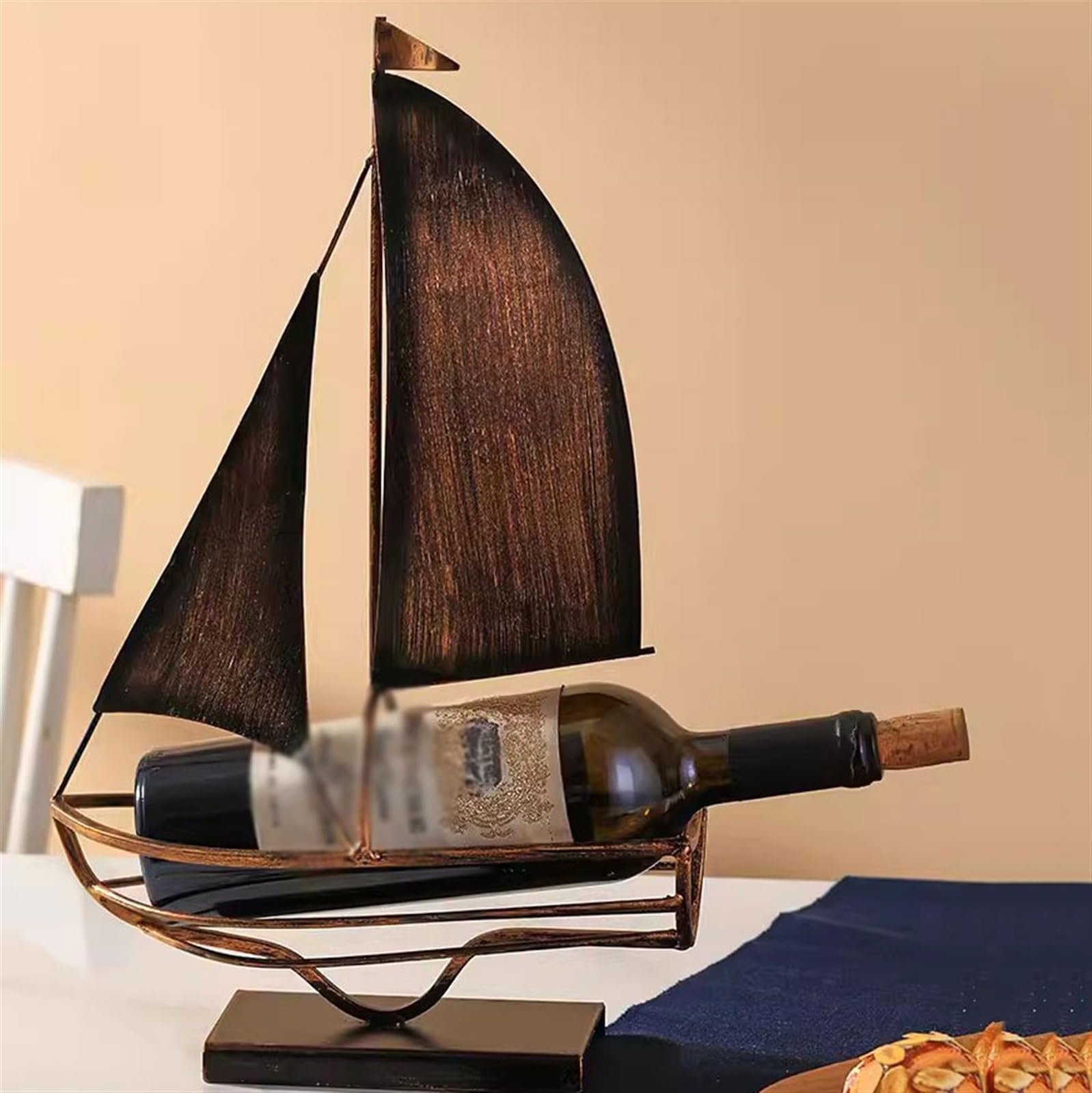 Botelleros para Cocina Retro Nostalgia Creativo Barco de Hierro Estante Vino Adornos hogar TV gabinete Decoraciones Escritorio