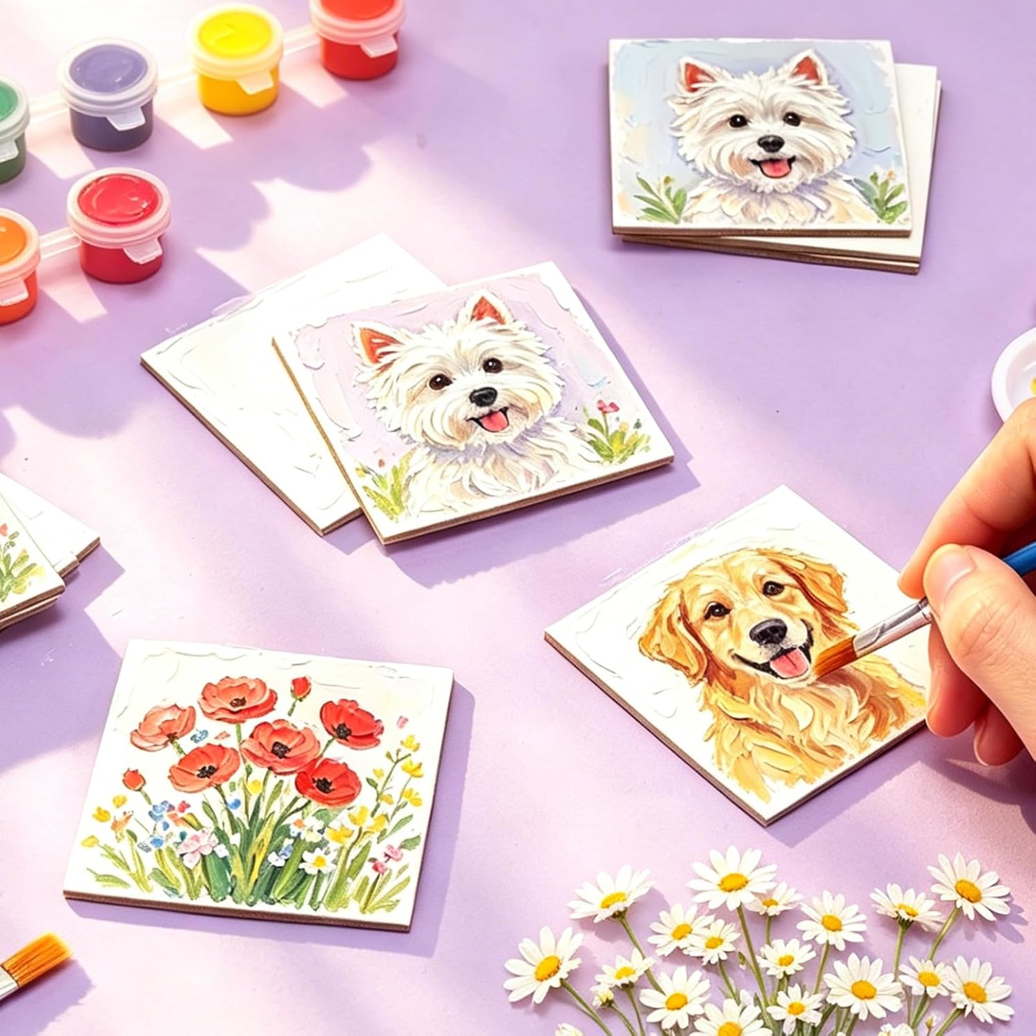 60Pack 2.5x2.5IN Square Mini Canvas Magnets, Small Magnetic Paint Canvas