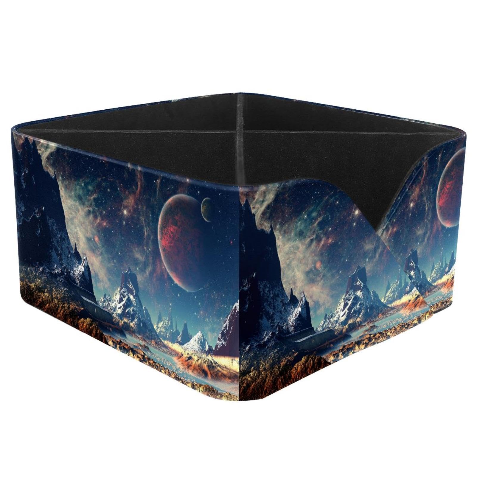 KengjuTesu Alien Planet Desktop Organizer Pen Holder, Rectangular Pencil Cup for Office, Study and Makeup Stations