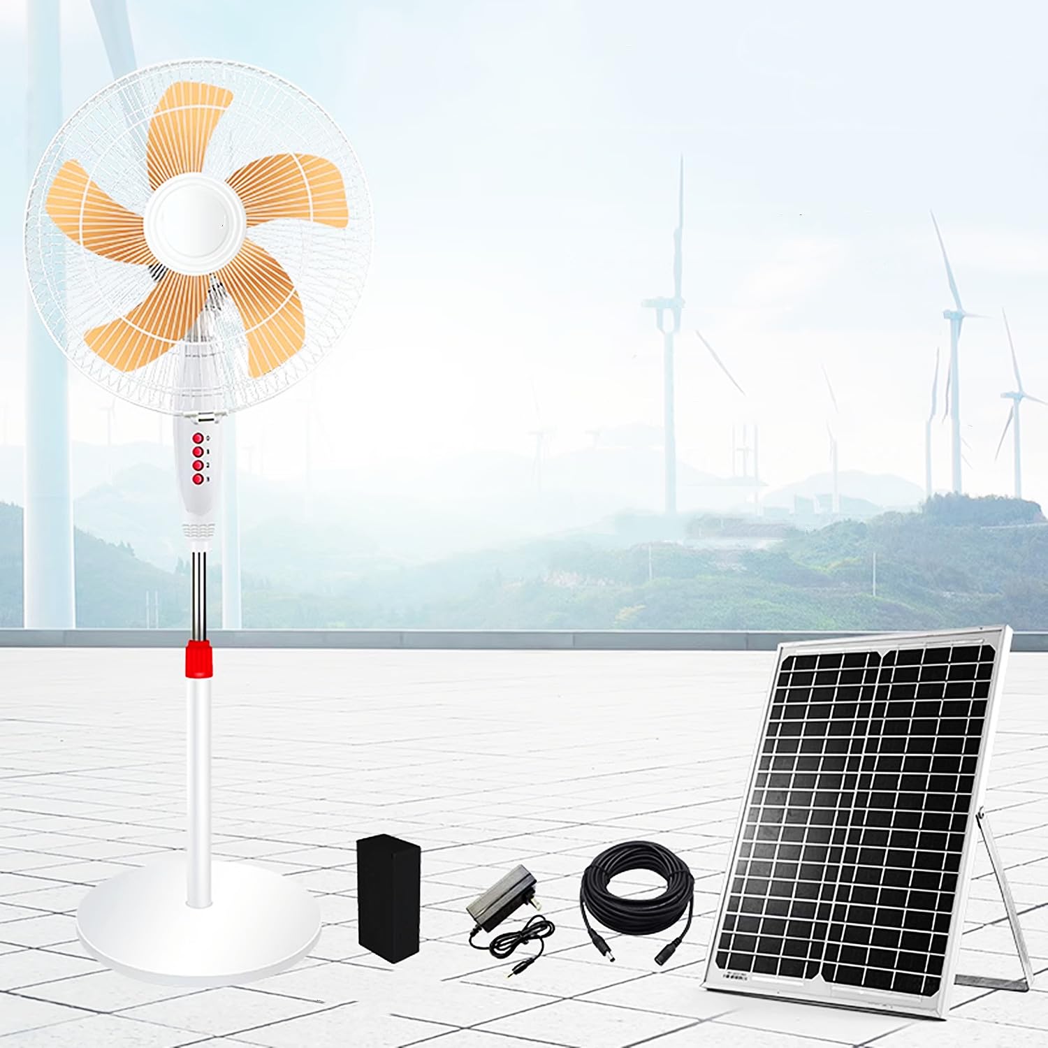 asdchZen 16 Inch Oscillating Pedestal Fan, 3 Speeds Solar Standing Fan, High Velocity Quiet Floor Fan For Outdoor Indoor Use