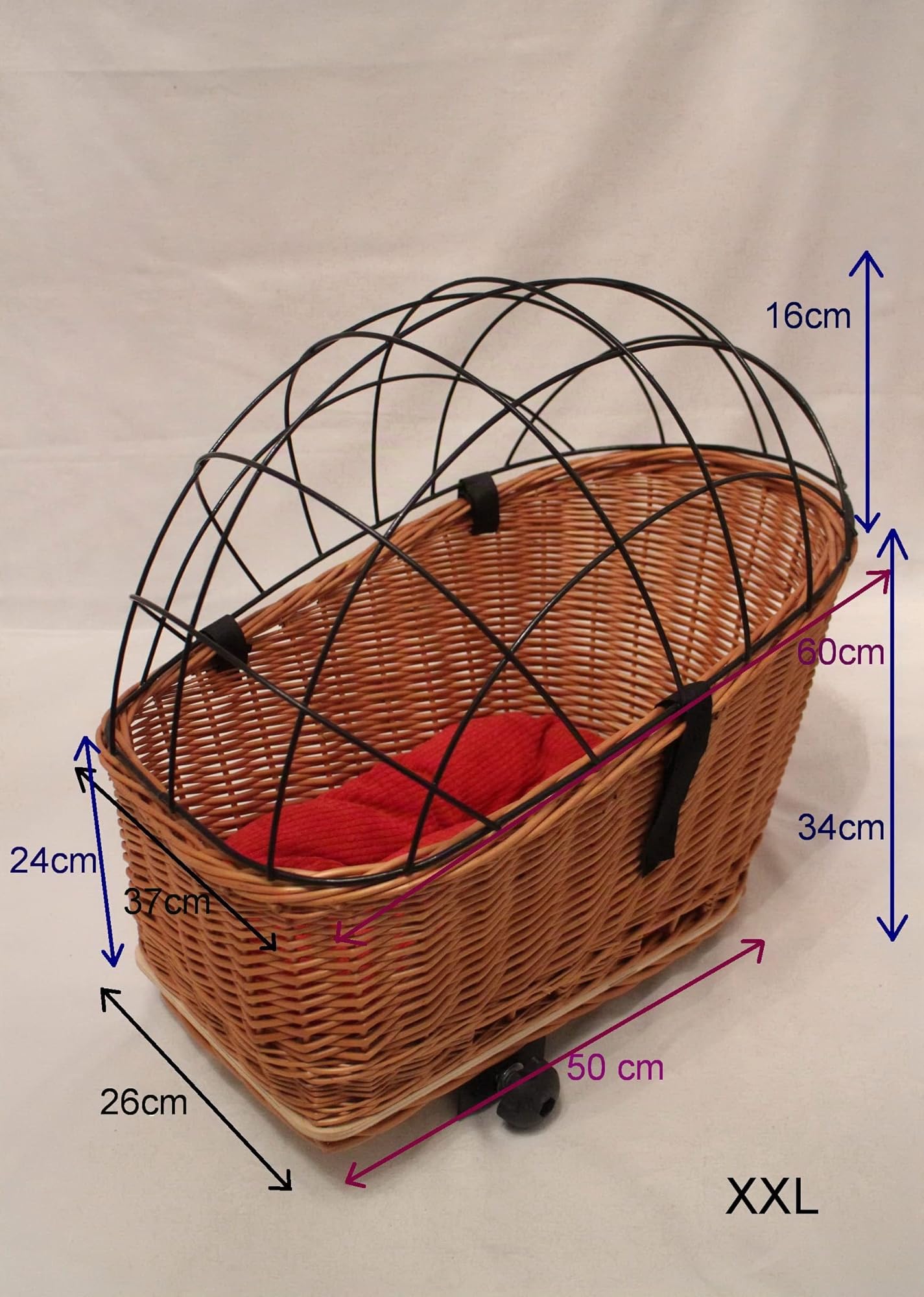 Panier de vélo pour Chien XXL avec Housse en Tissu à l'intérieur et Grille - Panier de Transport pour Chien