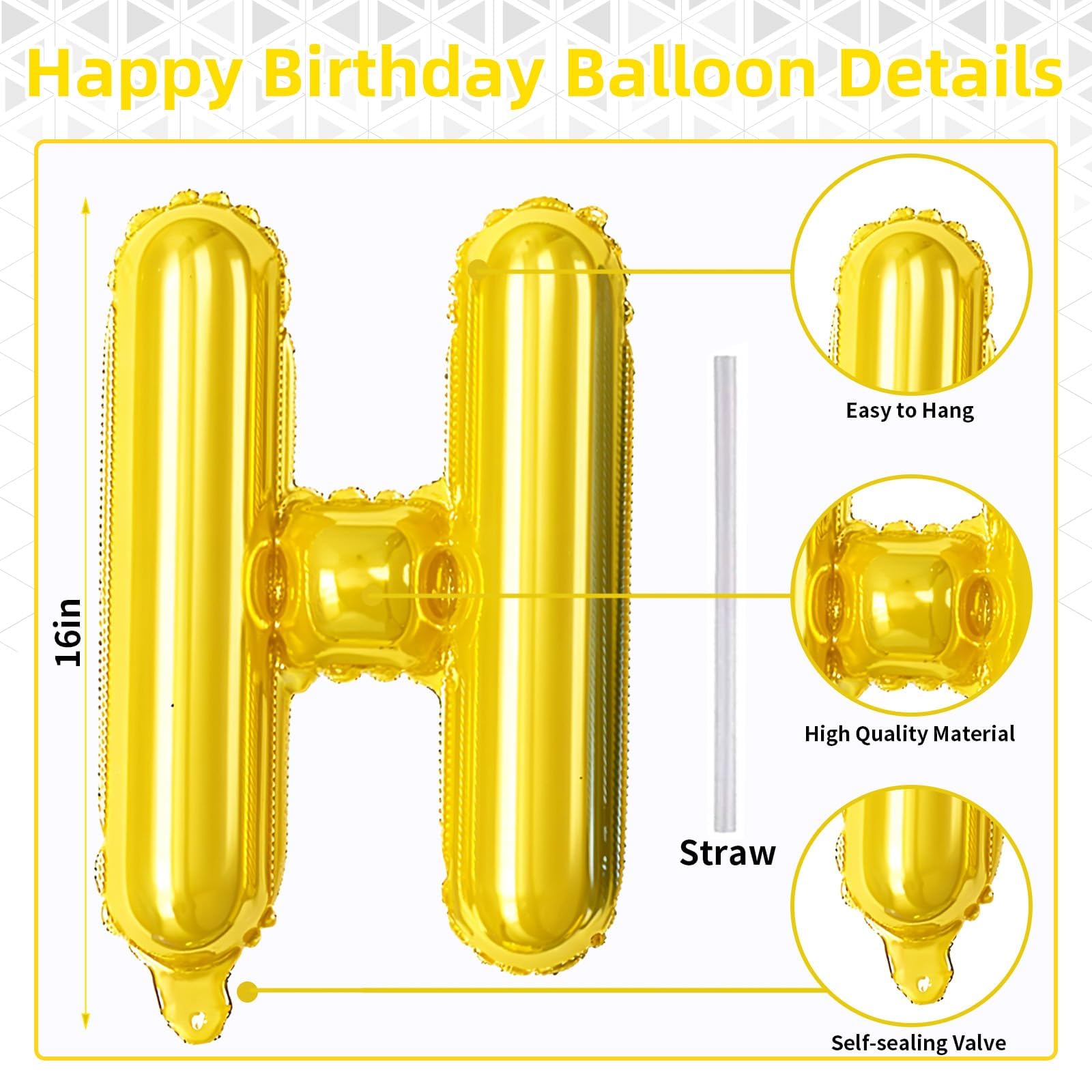 iPartycool - Striscione con palloncini di buon compleanno, 24 pezzi, 3D oro rosa, in Mylar di alta qualità, con 6 palloncini a stella, kit per bambini, ragazzi, uomini, adulti, decorazioni per feste