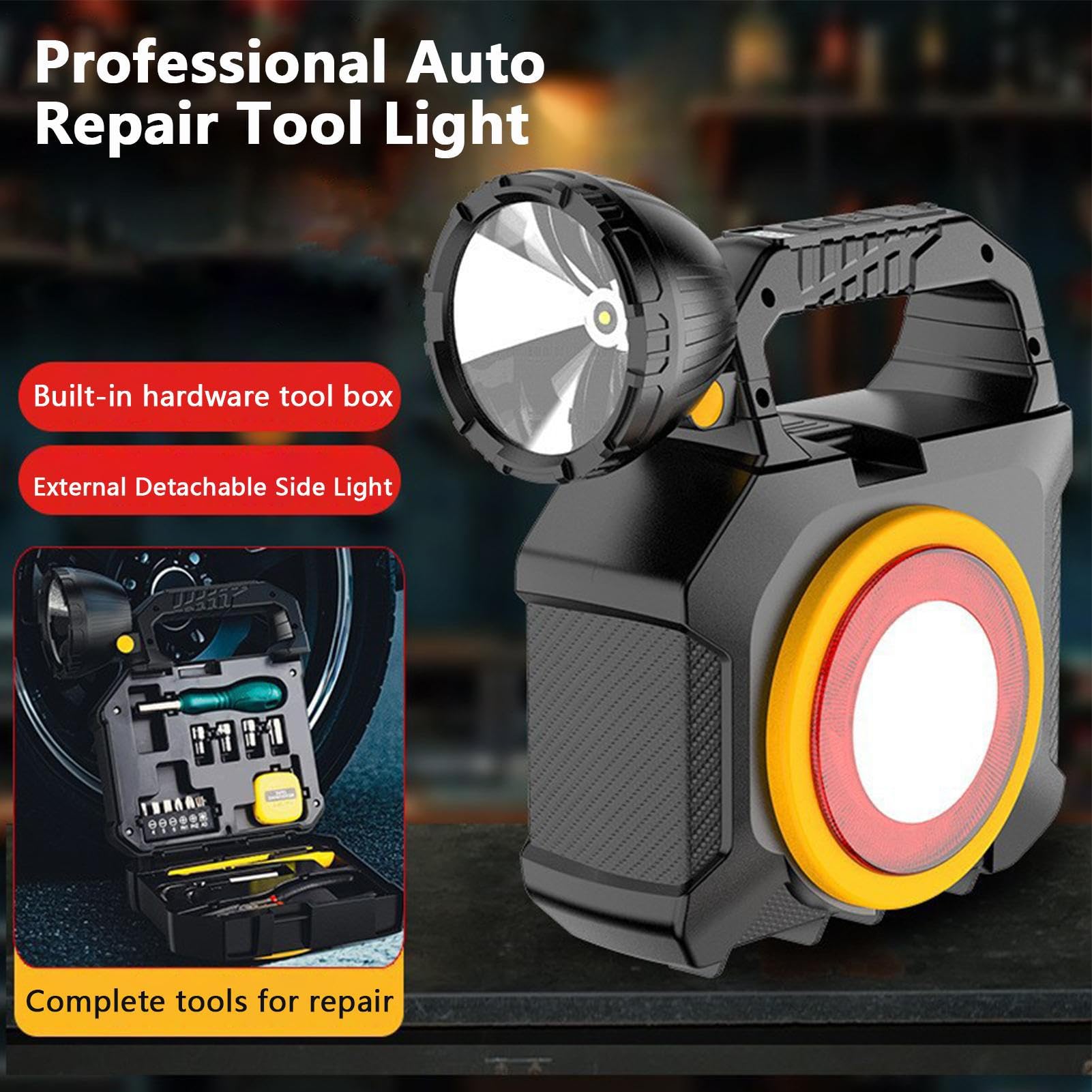 Generico Torcia LED Ricaricabile Luce Multifunzione, Faretto, Faro | Torce Per Emergenze Con Kit Attrezzi Per Casa, Pesca, Outdoor, Passeggiate Notturne, Blackout, Riparazioni Auto, Campeggio