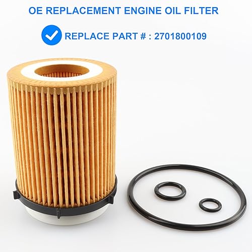Miniatura 2 de Filtro de aceite, repuesto 2701800109 compatible con Mercedes Benz Infiniti M274 W205 - B180 C180 C200 C300 CLA180 CLA200 CLA250 E200 E250 E300