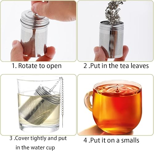 Miniatura 7 de Infusor de té para té suelto, colador de hoja de té, filtro de té, infusor de té de metal, infusor de té de malla, bola de té de acero inoxidable