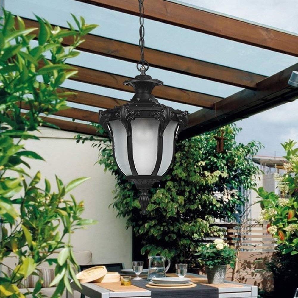 Prosta Lampa Wisząca Na Taras Lub Sufit E27, Tradycyjna Wodoodporna, Antyczna, Wisząca Latarnia Do Altany, Szopy Ogrodowej, ścieżki, Korytarza, Willi, żyrandola, Black, H-31.5cm