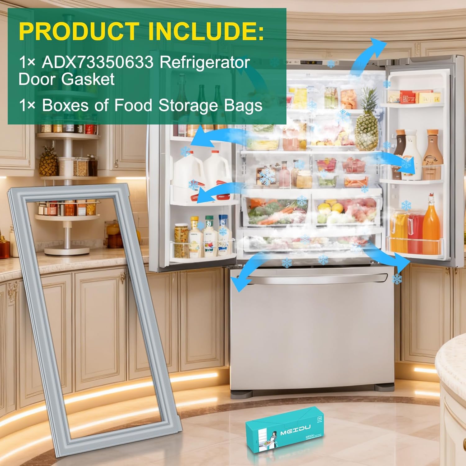 UPGRADED ADX73350633 Refrigerator Door Gasket Replacement Compatible with LG Refrigerator Parts Fridge Door Seal, Replaces Part Number ADX72930408 ADX73350609 4872323 Kenmore Freezer Door Gasket