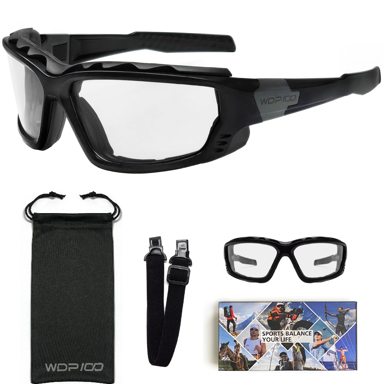 Lunettes de moto avec mousse intérieure amovible lunettes de protection powersports avec bandeau coupe vent et anti poussière pour ATV UTV