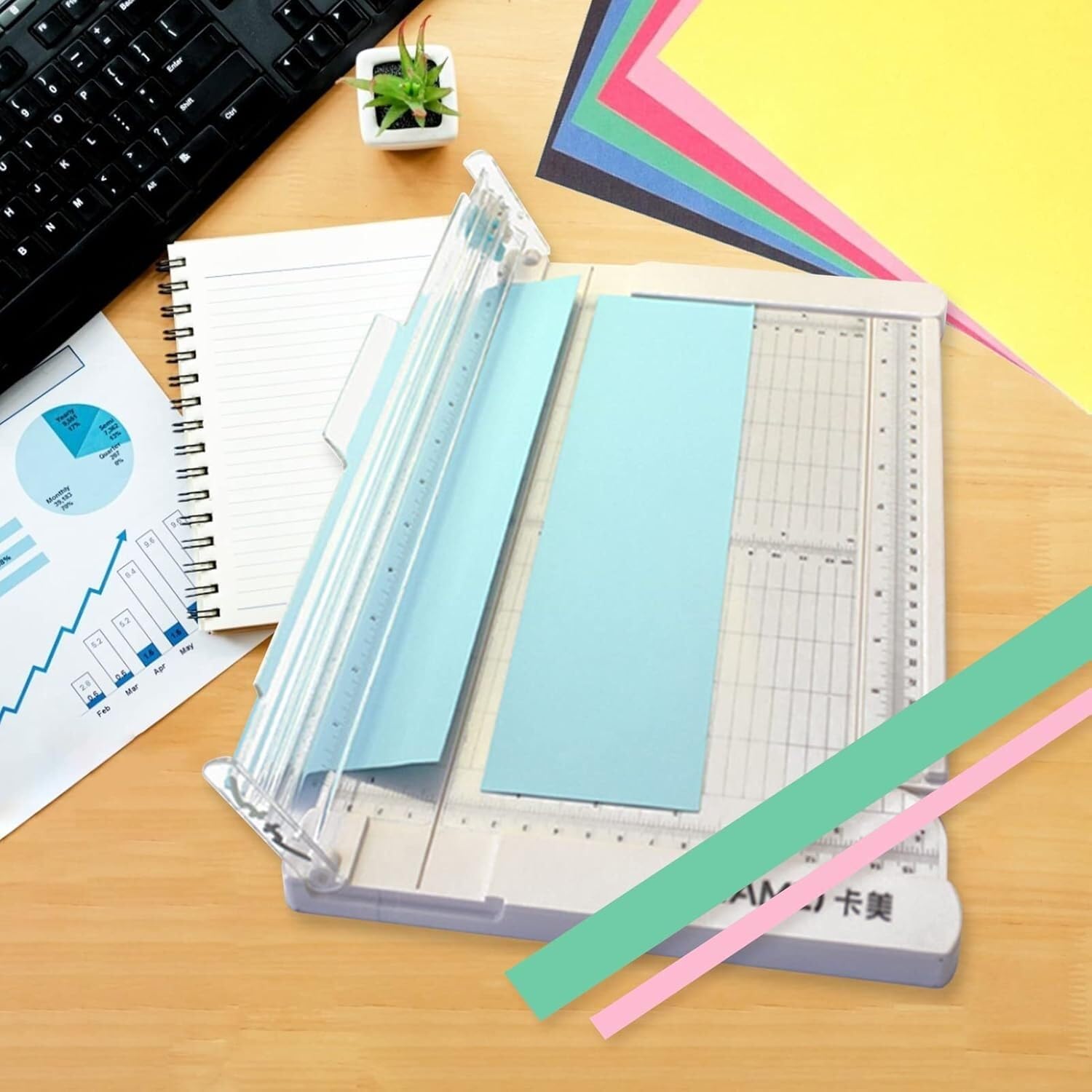 couteau de papier, Massicot de bureau avec tête sécurité et règle latérale for travaux manuels, photos, cartes vœux, scrapbooking, petite taille(Small)