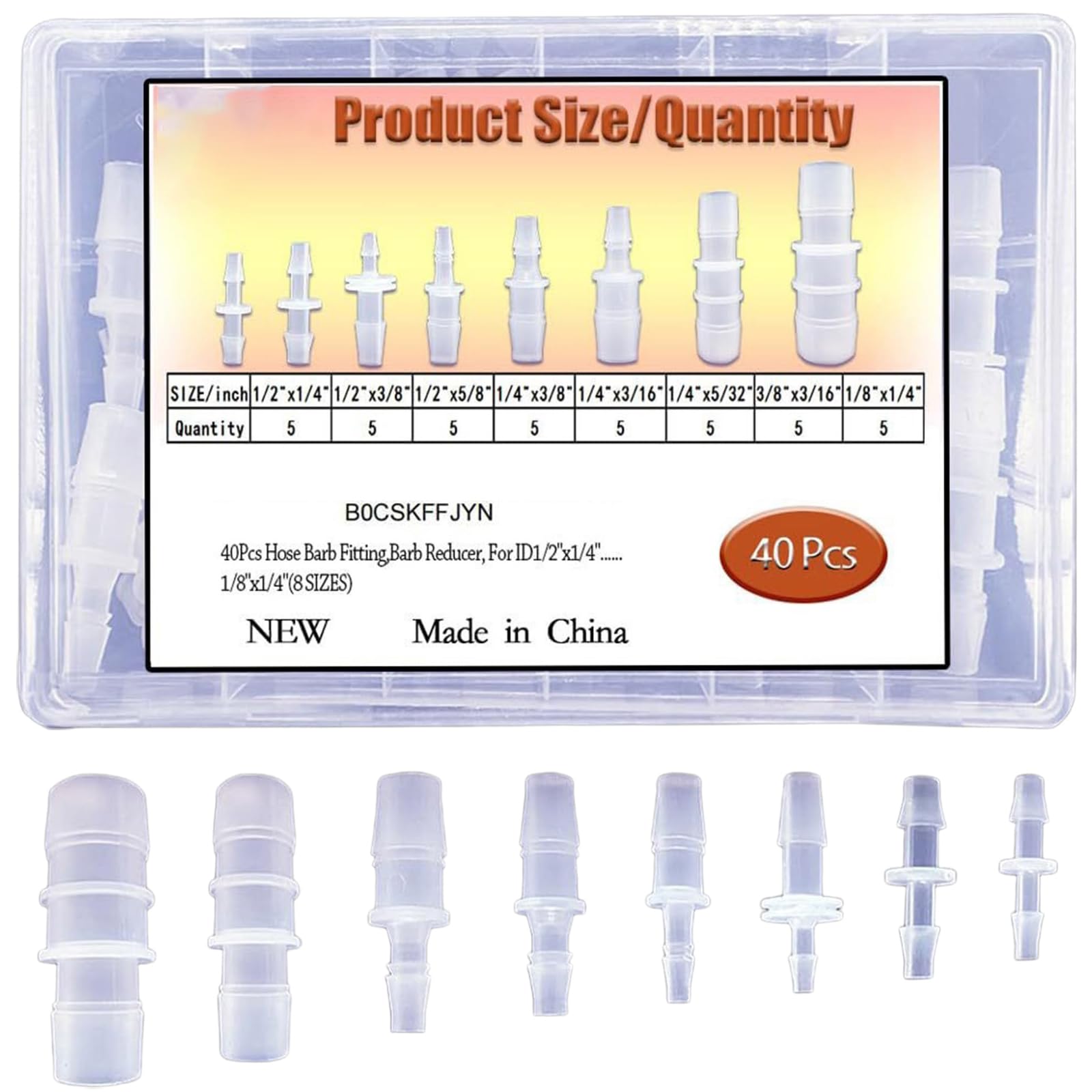 Msioytog Multicolor 40Pcs Sturdy Pipe Couplings Resistant Barbed Fittings For Laboratory Lines Fluid Transfer Tube Fittings
