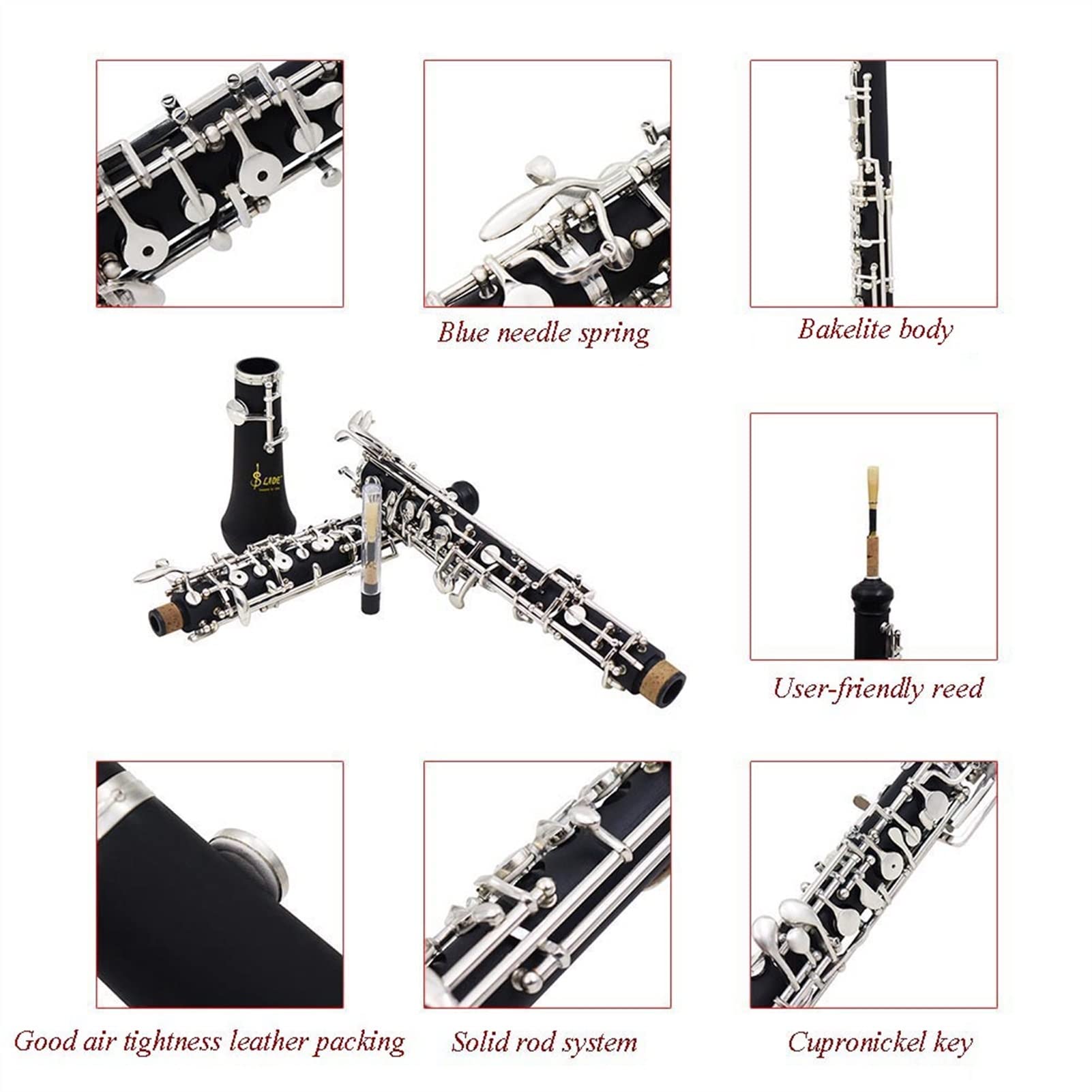 Strumento Oboe Oboe Professionale C- Chiave D' Argento Placcato Strumento A Fiato per Principianti con Il Sacchetto Principiante di Oboe