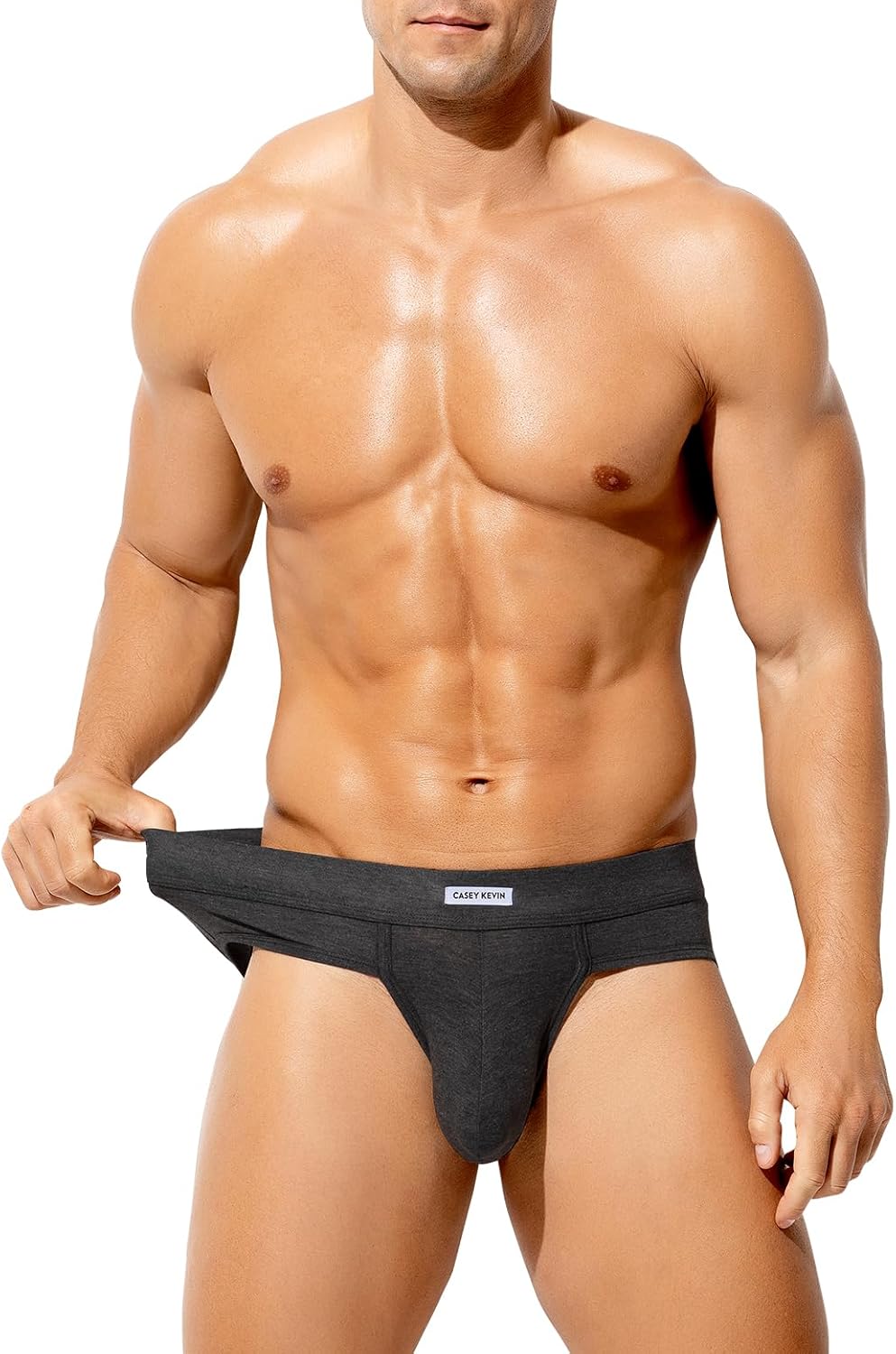 Casey Kevin Men's Underwear Breathable Briefs Lightweight 3D Contour Pouch Super Soft Comfort Tagless Underpants for Men Pack,Black/Dark Mottled Gray/Light Mottled Gray,Large - Image 2