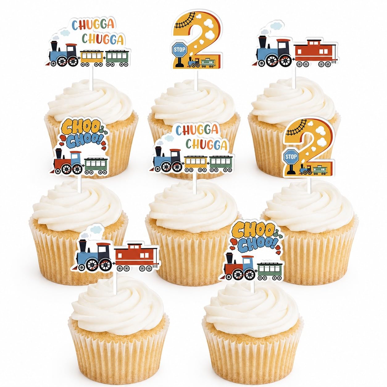 Kreatwow Train Theme Birthday Cake Toppers, Chugga Chugga Two Two Decor