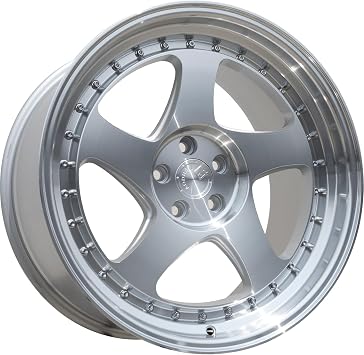 Aodhan AH01 Wheel 15x5, 4x100, 4x114.3 Bolt Pattern, 73.1mm Hub bore, 20mm Offset - Silver w/Machined Face