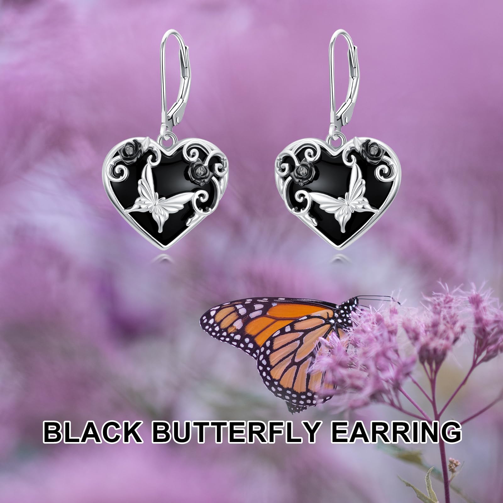 Libelle/Bienen Ohrringe 925 Sterlingsilber Schwarzem Obsidian Schmetterling/Violin/Ballerina Ohrringe Schmuck Geburtstagsgeschenk für Damen