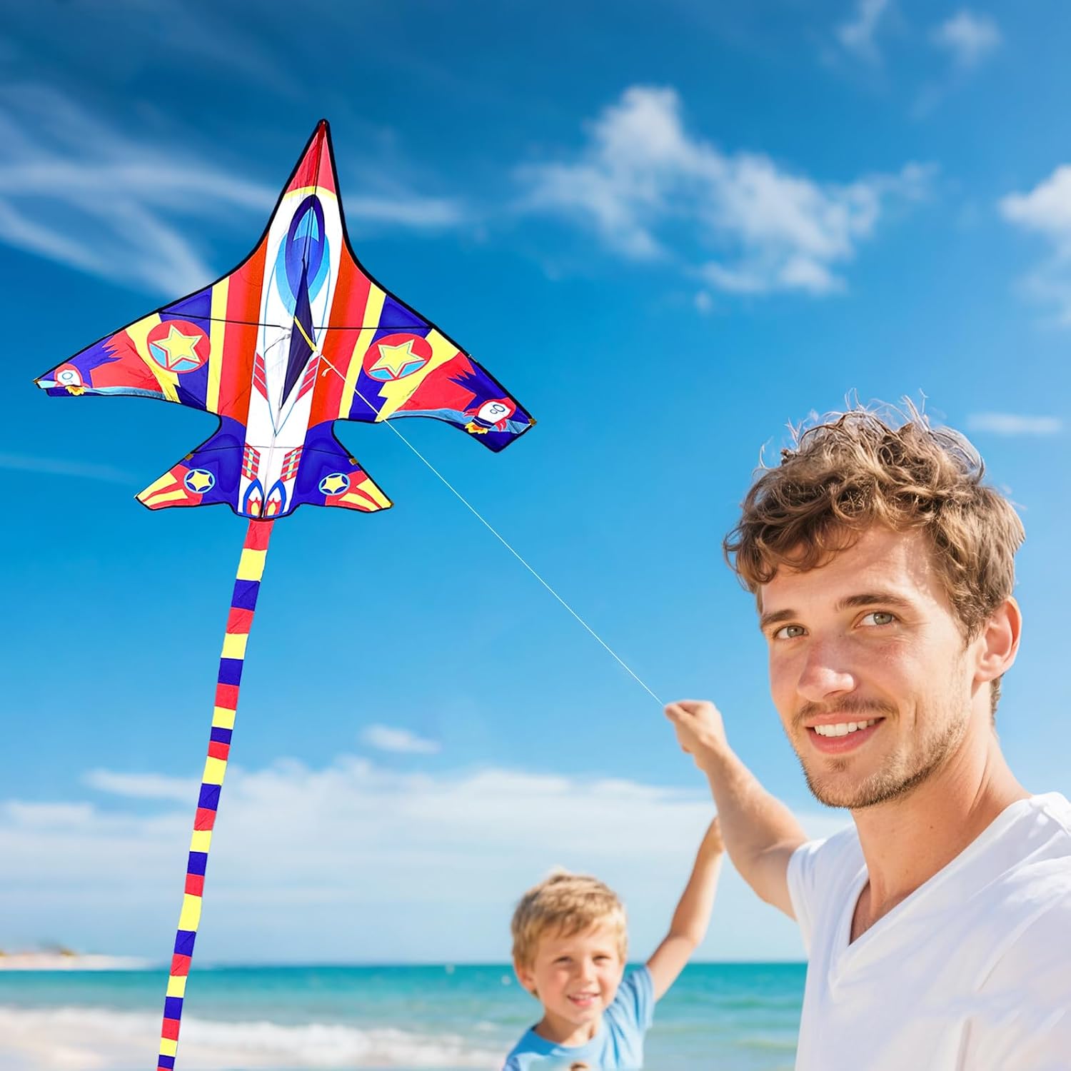 Mint's Colorful Life Airplane Kite with Reel for Kids & Adults, Easy to Fly Plane Kites with 7.1in Kite Reel Winder for Boys & Girls, Best Beach Kites for Beginners with 650ft String