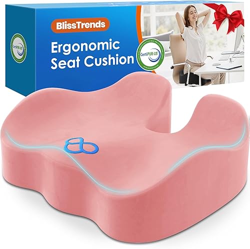 Miniatura 11 de BlissTrends Cojín de asiento, cojines de espuma viscoelástica de 5.2 pulgadas de grosor para silla de oficina, asiento de automóvil, avión, alivio