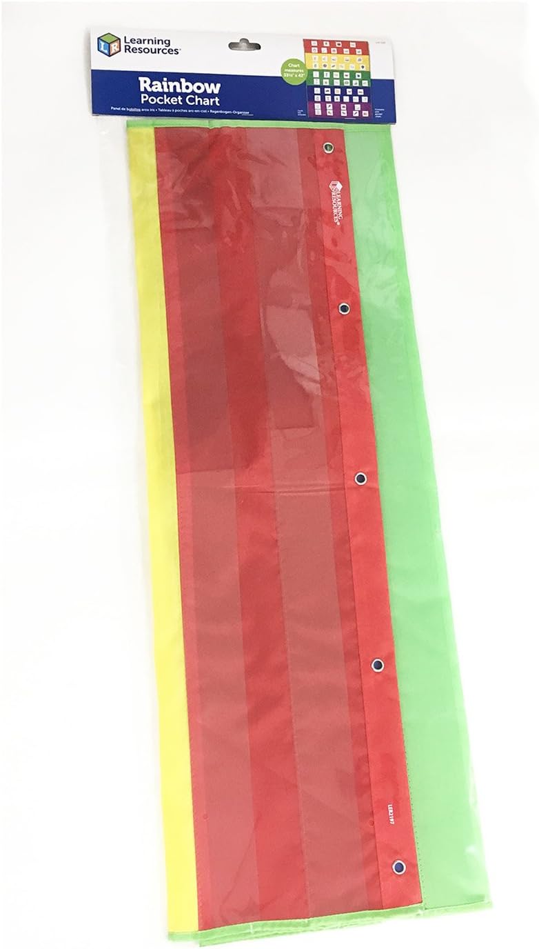 Learning Resources Rainbow Pocket Chart - Classroom Pocket Charts with Hanging Wall Pockets, Sentence Strips for Teachers, Word Wall Cards, Classroom Organization Display