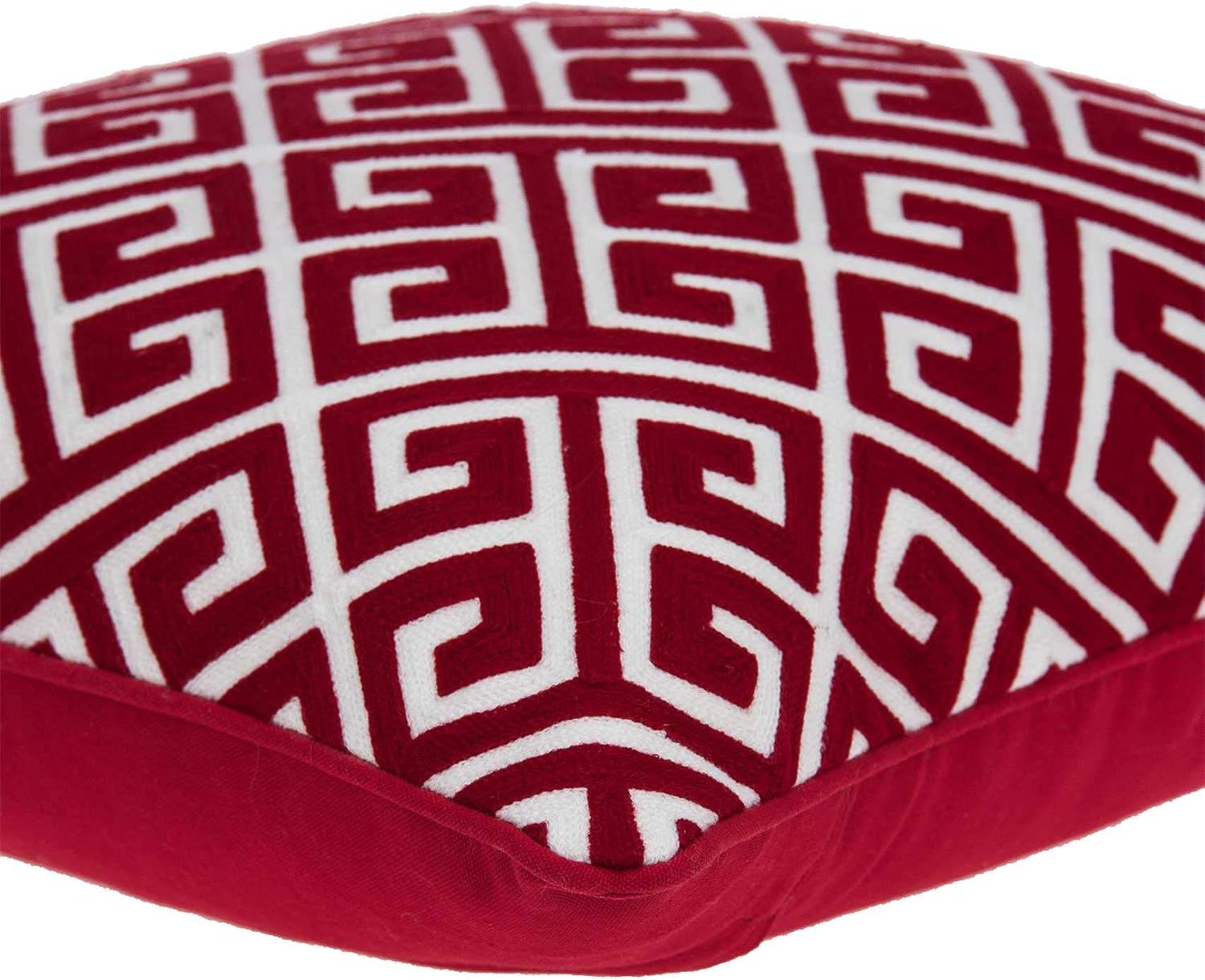 HomeRoots 334132 20 x 7 x 20 in. Transitional Red & White Cotton Pillow Cover with Poly Insert