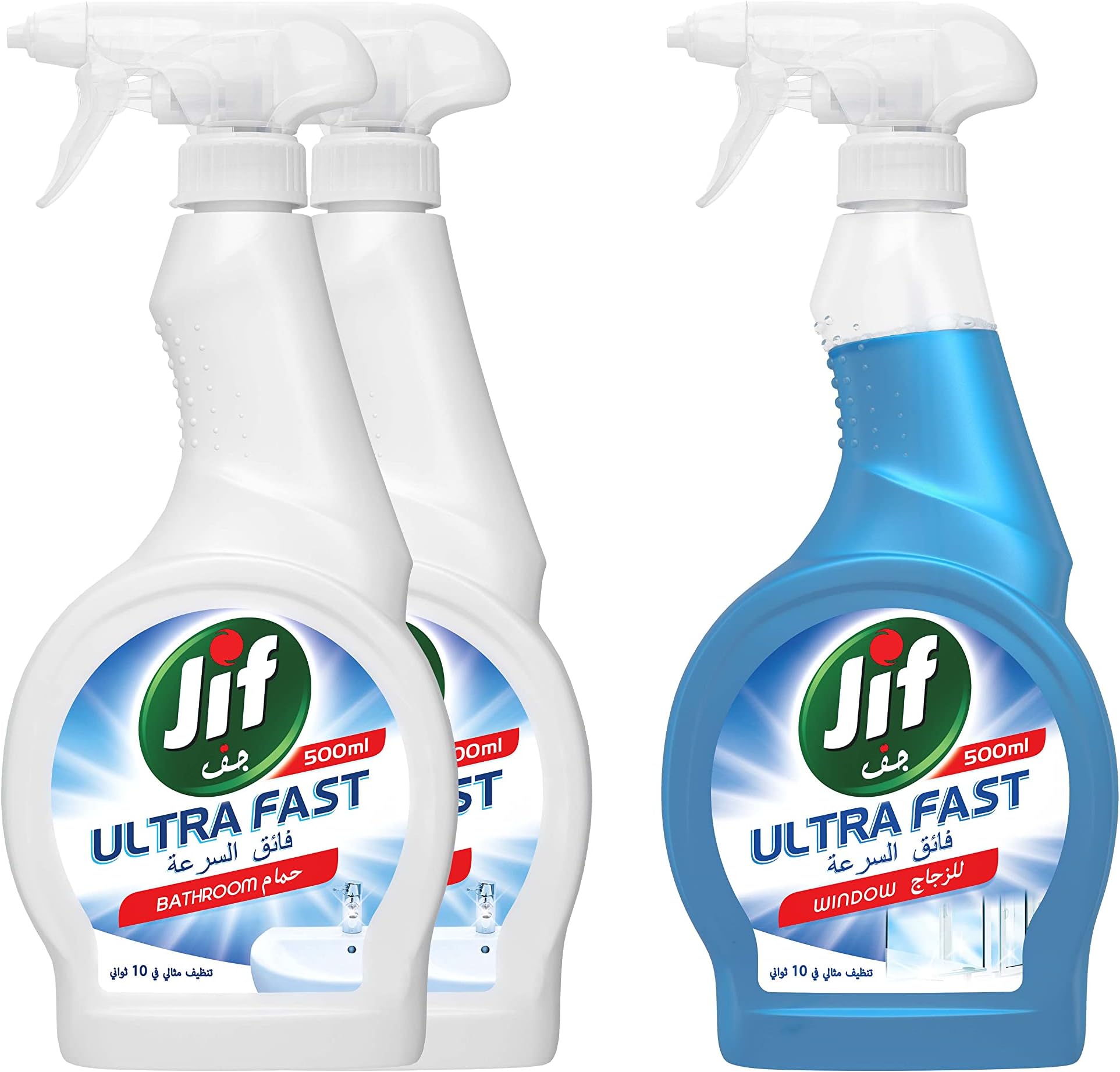 Jif Ultrafast Bathroom Spray Bathroom 500ml (Pack Of 2) + Jif Ultrafast Window Spray Window 500ml