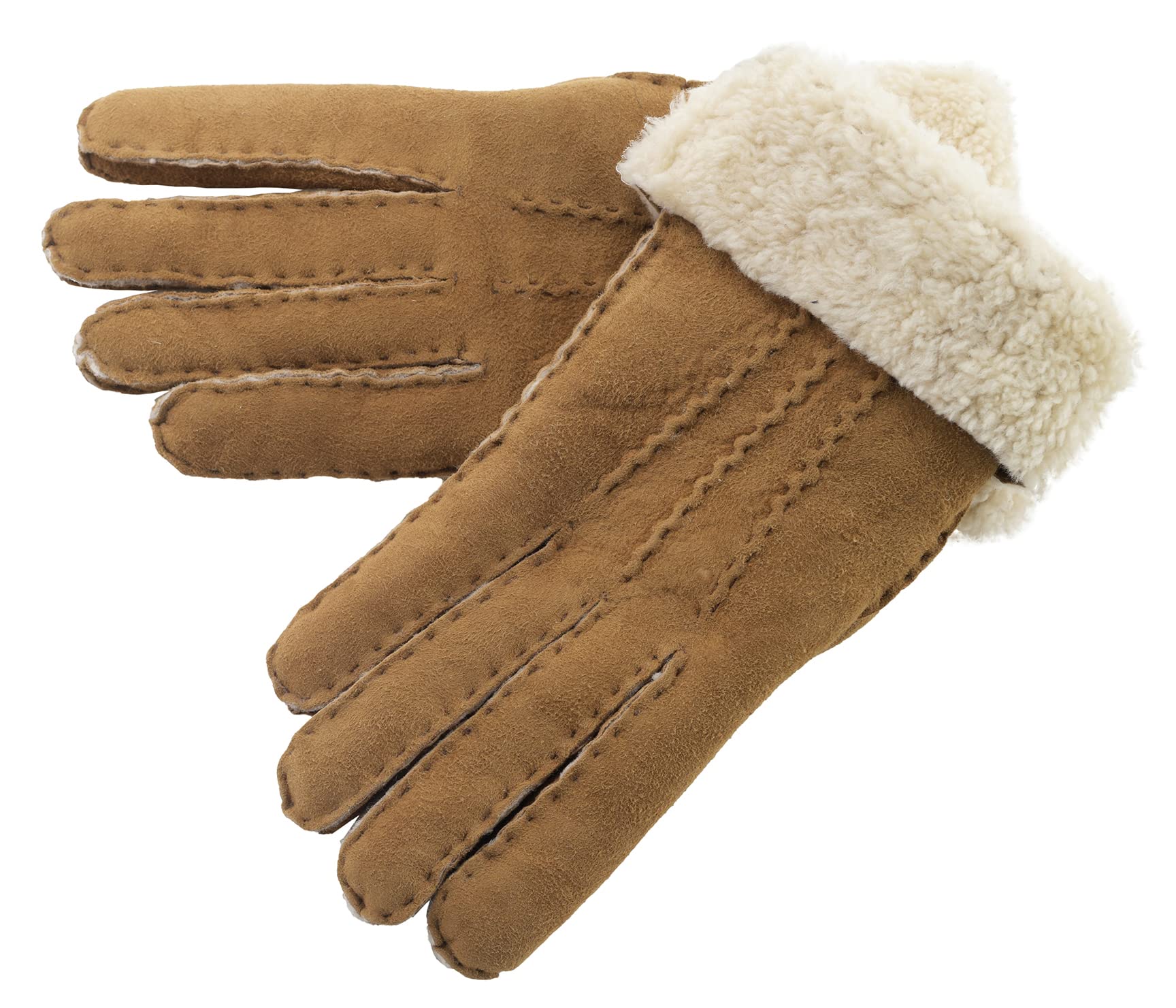 Lambland Women's Tan Premium Lambskin Hand Sewn Cold Weather Winter Gloves (, S (6.5"))