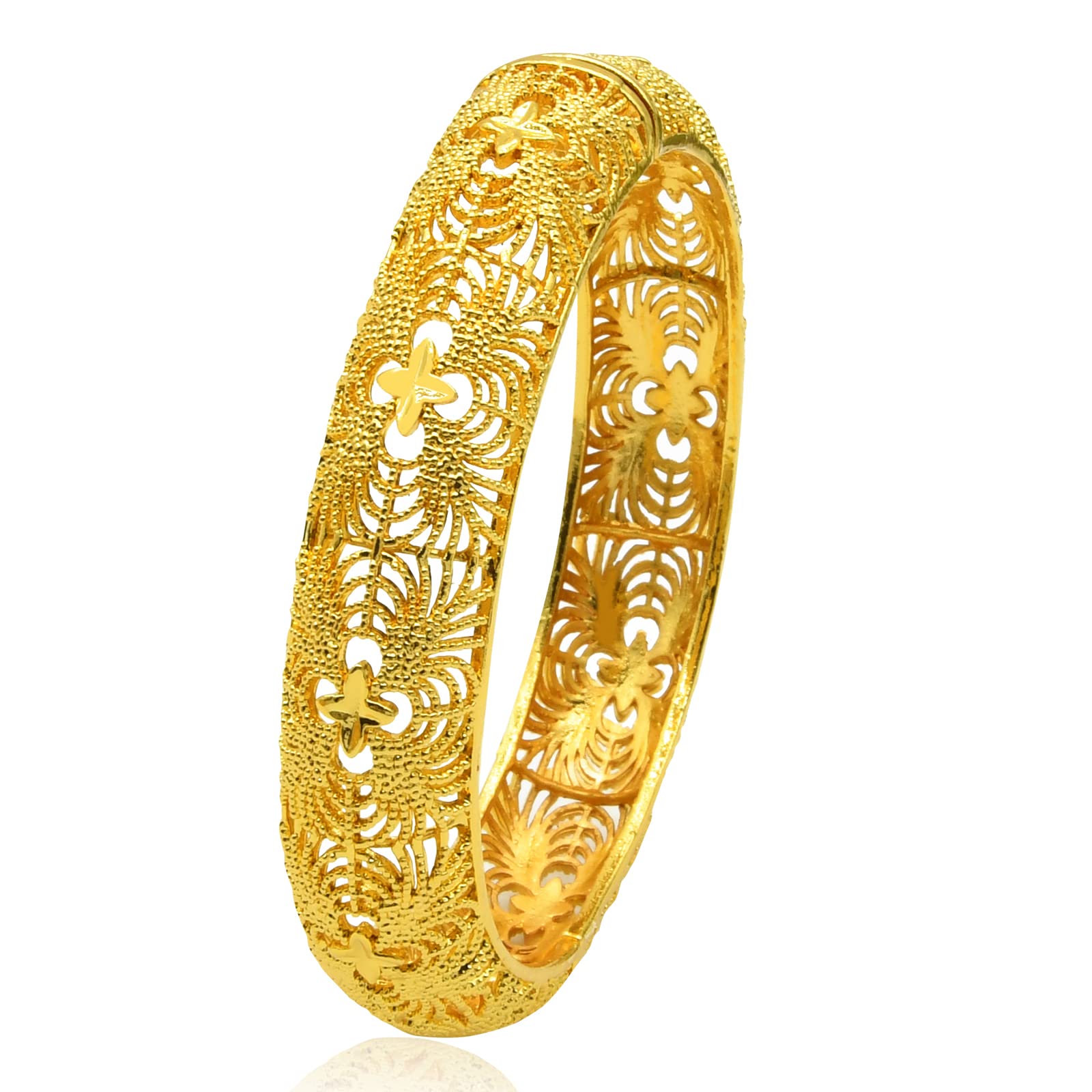 SUVAN JEWELRYDubai Gold Bangles for Women Indian African Wedding Bracelets 18K Gold Plated Ethiopian Bridal Jewelry, 4 UK, 锌, no gemstone