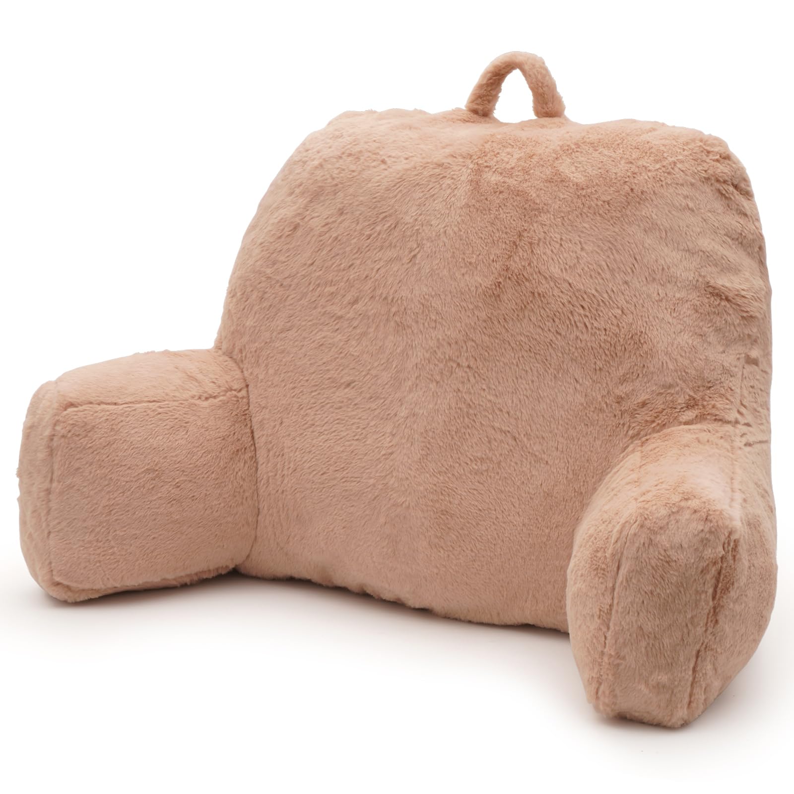 xffzroom Reading Pillow Large Bed Pillow,Backrest Pillow with Arms, Back Support Pillow for Sitting Up in Bed, Couch for Lounging Bedrest,Camel