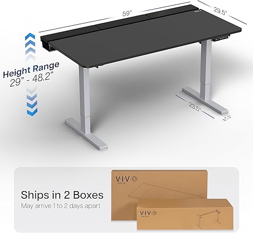 Miniatura 3 de VIVO DESK-KIT-1G6-P3B - Escritorio eléctrico para juegos ajustable de pie de 60 x 30 pulgadas con bandejas de cables ocultas, alfombrilla de mouse