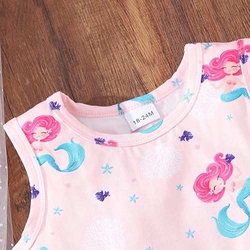 Miniatura 4 de Popshion Vestidos sin mangas para niñas pequeñas, vestido con lazo en la espalda, ropa de verano para niña, vestido de fiesta de cumpleaños para