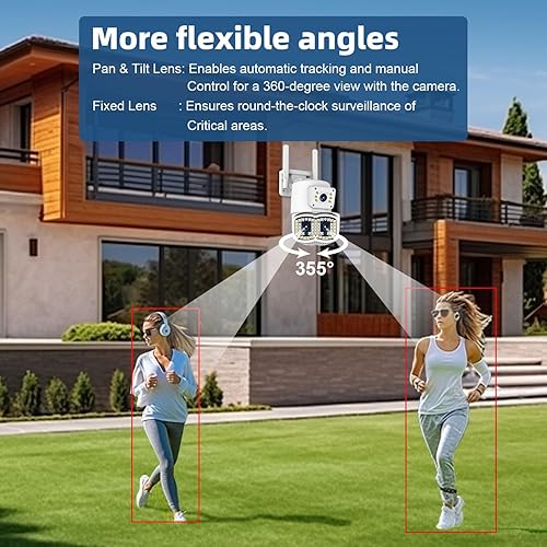Miniatura 5 de Cámara de seguridad PTZ de doble lente para exteriores, cámara de vigilancia WiFi de 4MP con visión nocturna, detección de movimiento, seguimiento y