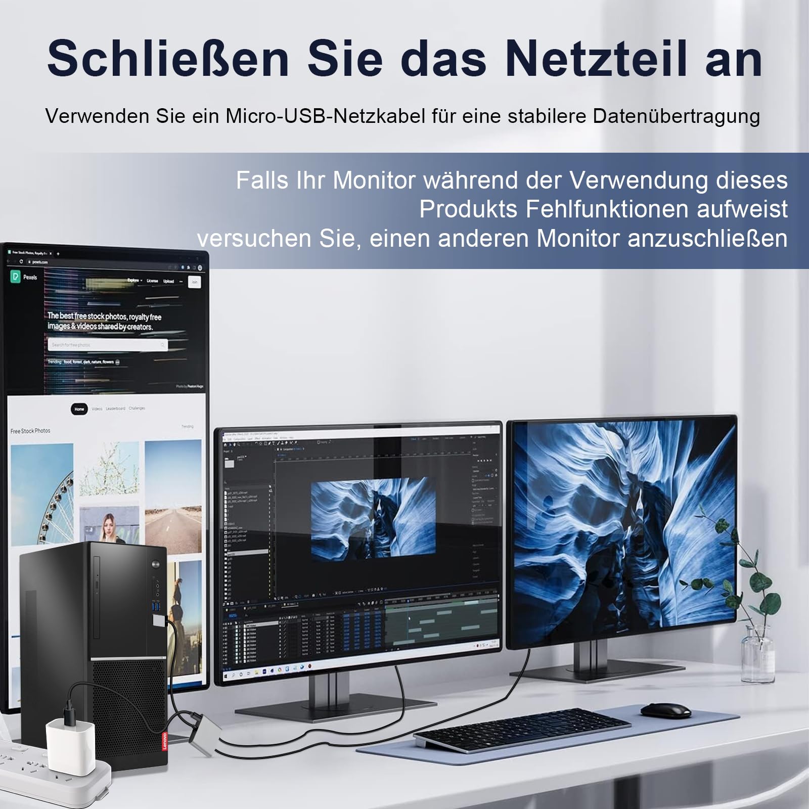 RUIZHI DisplayPort auf Dual DisplayPort Splitter Adapter – 4K@60Hz MST Hub, 1 Eingang zu 2 Ausgängen, unterstützt Erweiterungs- & Spiegelmodus, DP 1.4 Splitter kompatibel mit für PC, Laptop, Desktop