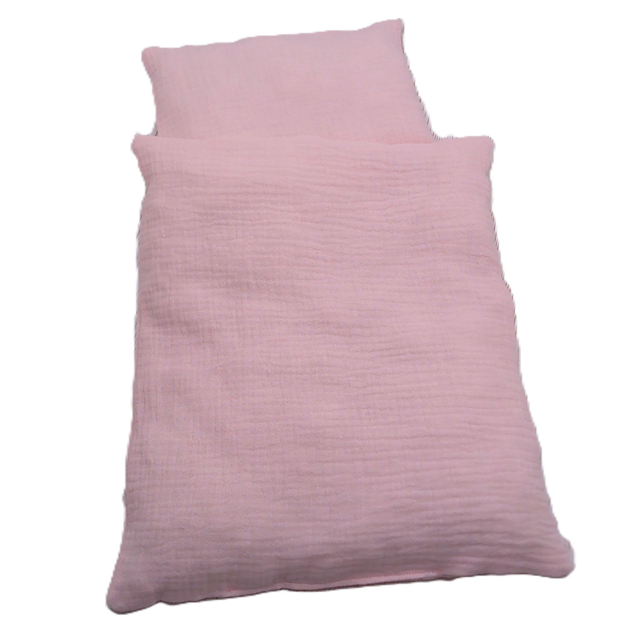 Puppenbettwäsche aus Musselin, in verschieden Größen und Farben, für Puppenbett, Puppenbuggy, Tragekorb oder Moseskorb (rosa)
