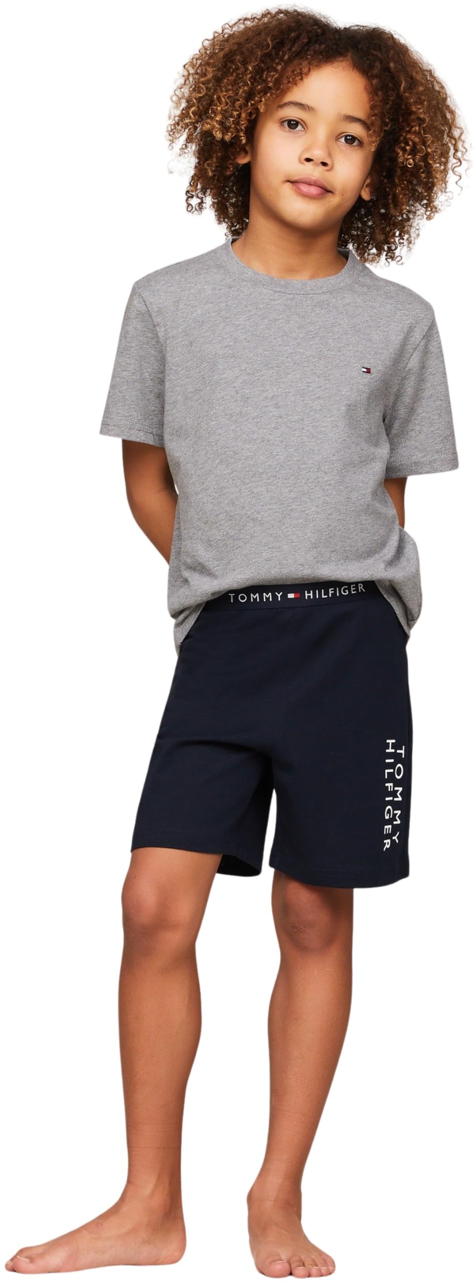 Tommy Hilfiger Ragazzi 2-Pack Organico Cotone Girocollo T-Shirt, Deserto Cielo/Bianco