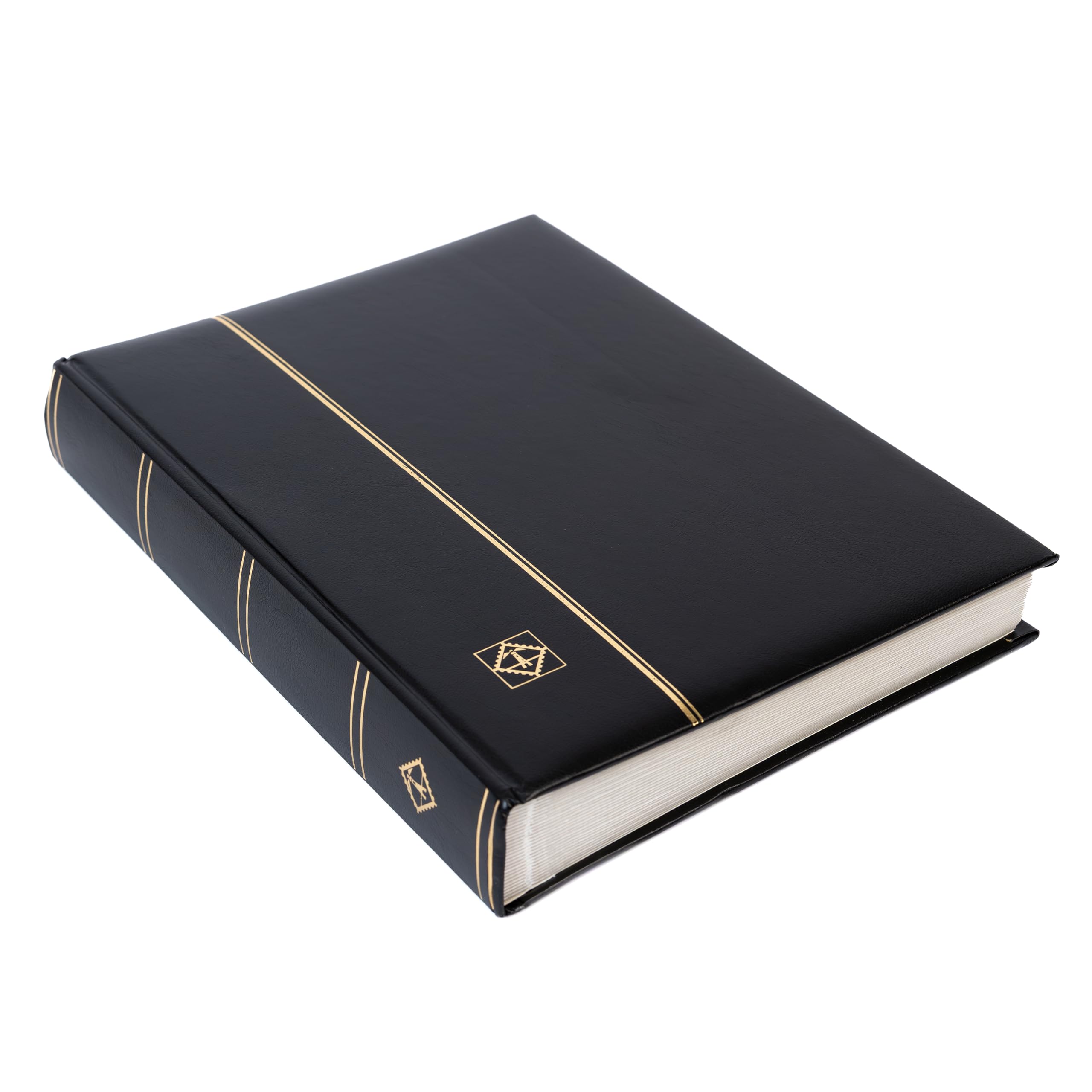 Leuchtturm 322874 Album per la raccolta dei francobolli Comfort - DIN A4, 64 pagine, strisce di vetro, copertina imbottita - nero