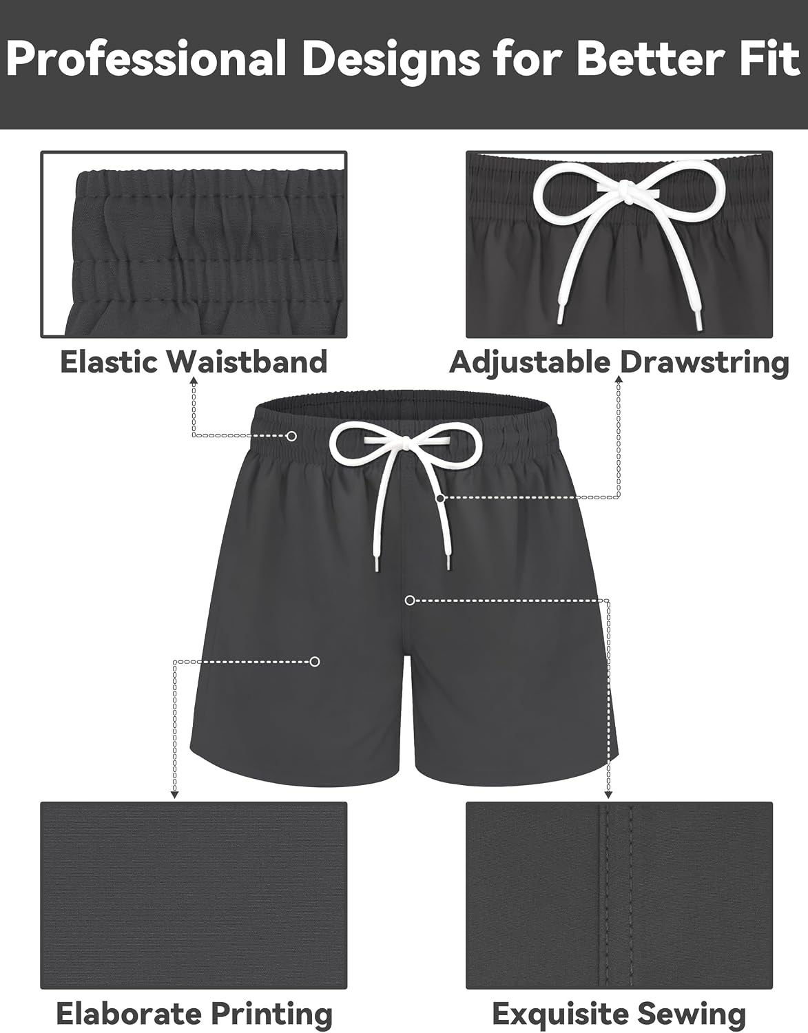 Olreco Boys Swim Trunks with Compression Liner Kids Bathing Suit Boys Board Shorts Quick Dry Teen Swimsuit Kids Swim Shorts thumbnail