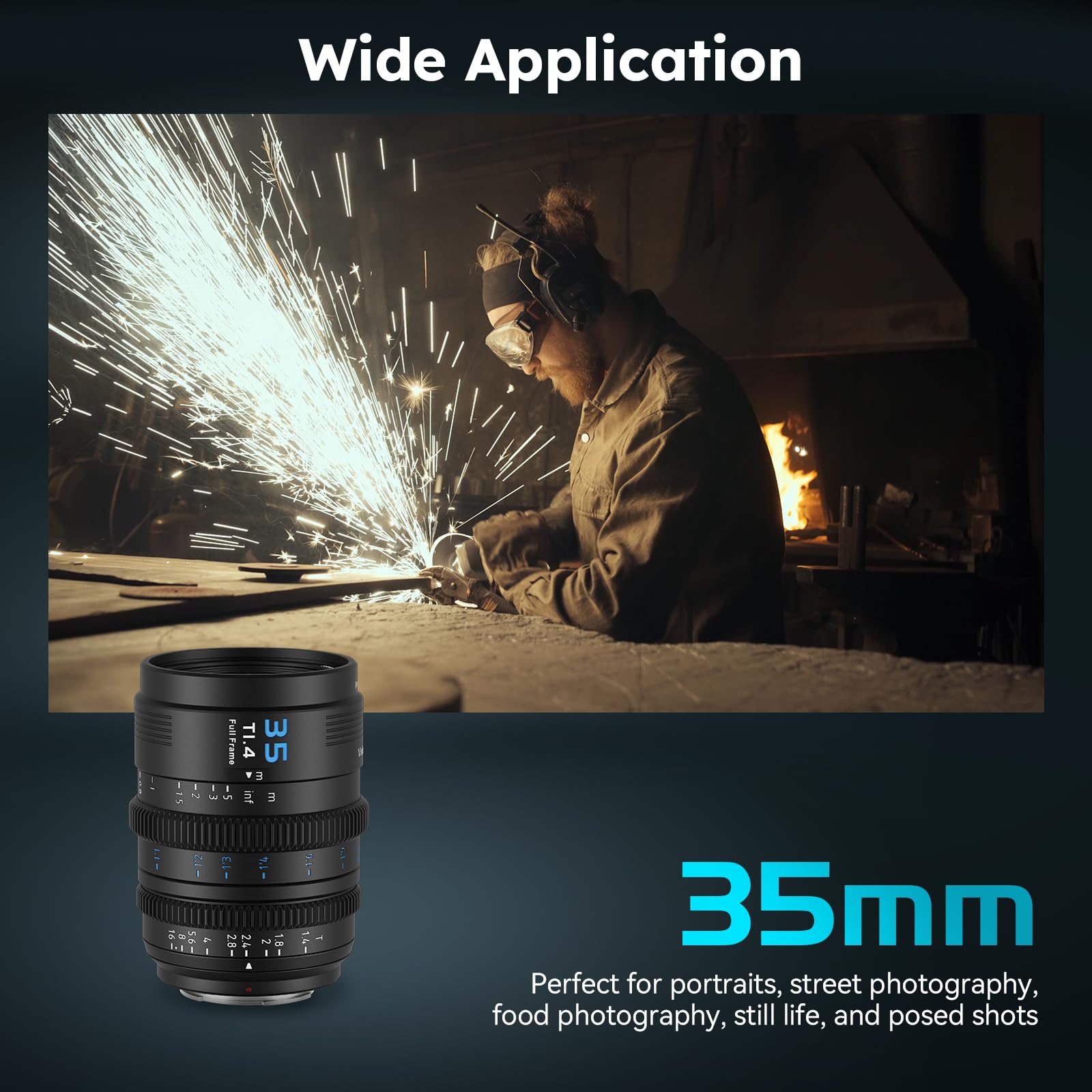 SIRUI VP-1 Vision Prime 1 T1.4 Vollformat-Cine-Objektiv, 35-mm-Cinema-Objektiv mit manuellem Fokus und vorinstalliertem E-Mount, austauschbare RF/Z/L-Mounts (Schwarz)