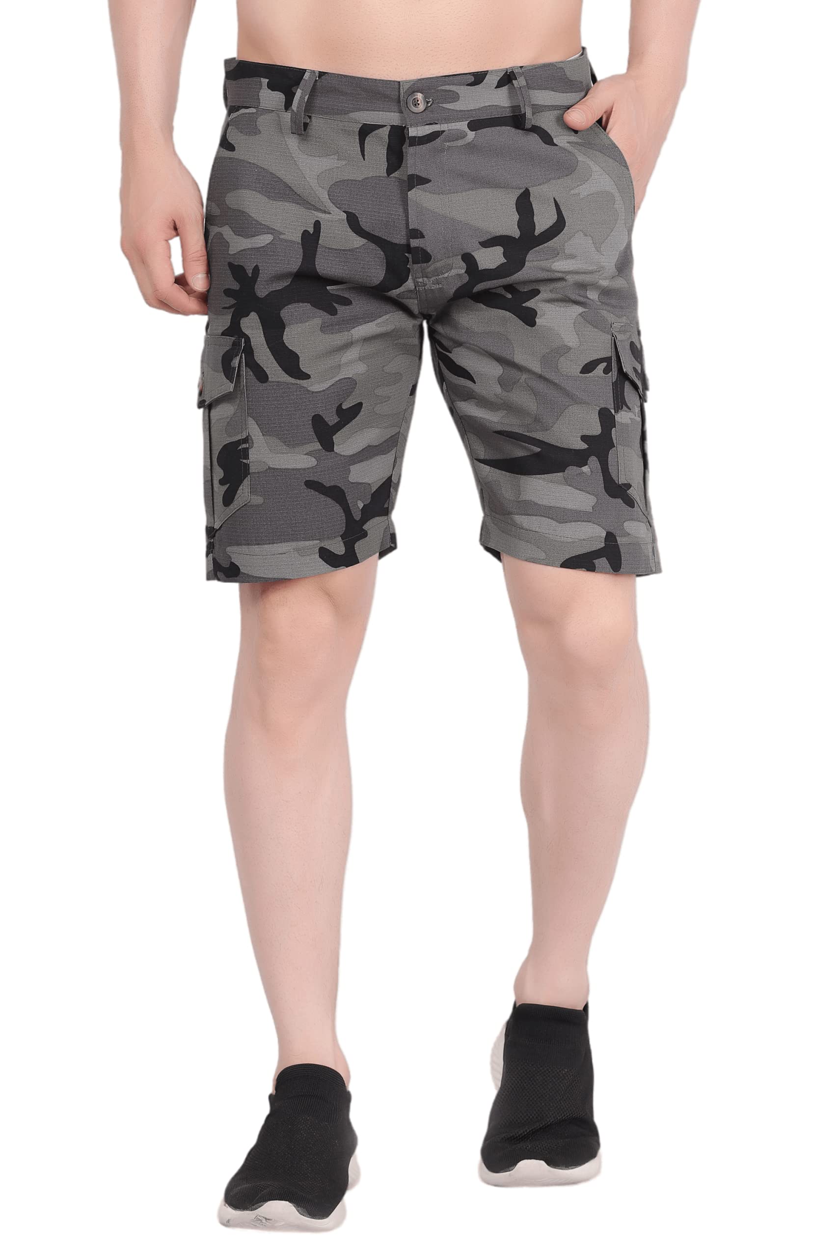 clothink india Men's Camouflage Grey Shorts (Grey Color Army- Print)-picture-19