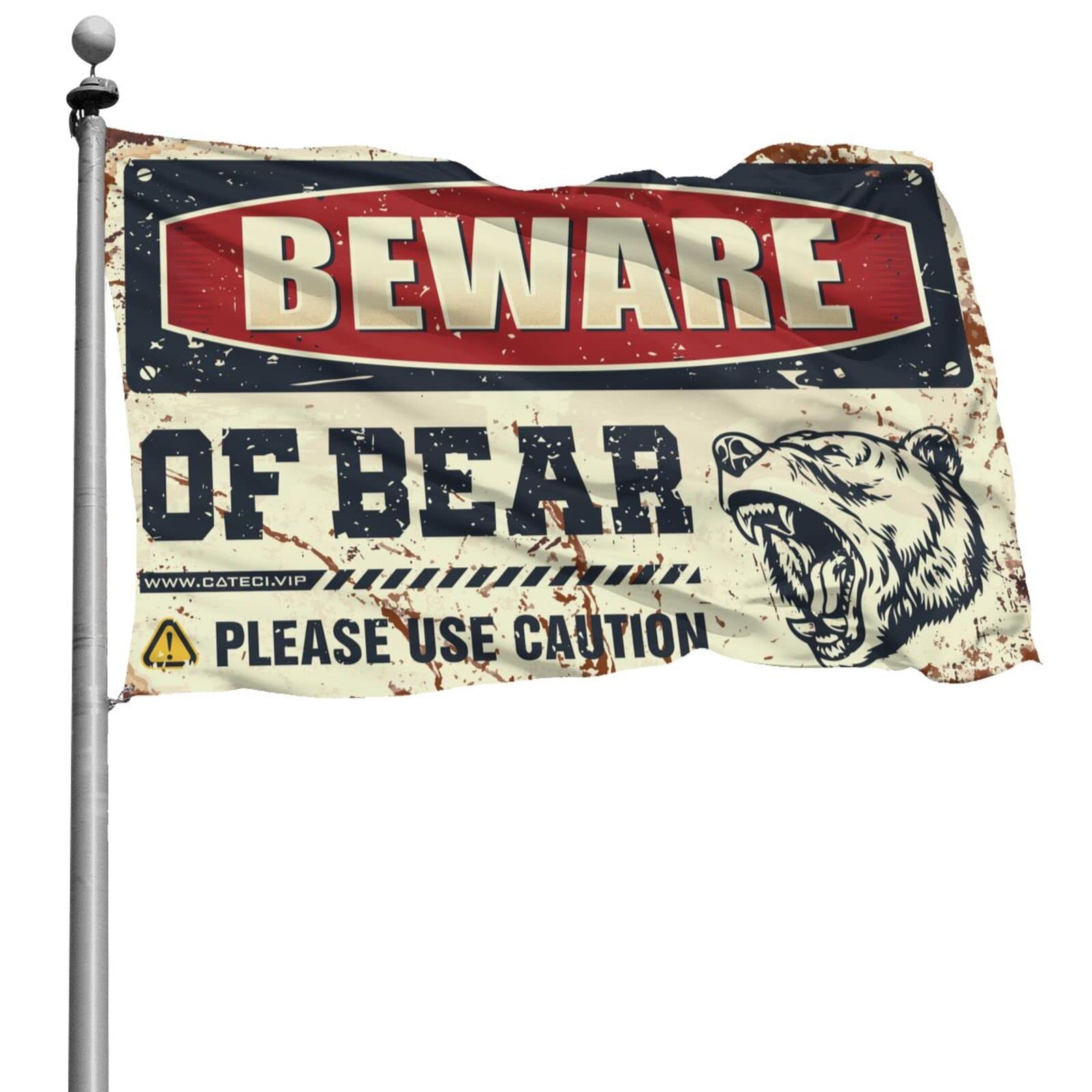 Drapeau d'avertissement fille ours de 152x244cm pour habiller un grand mur vide