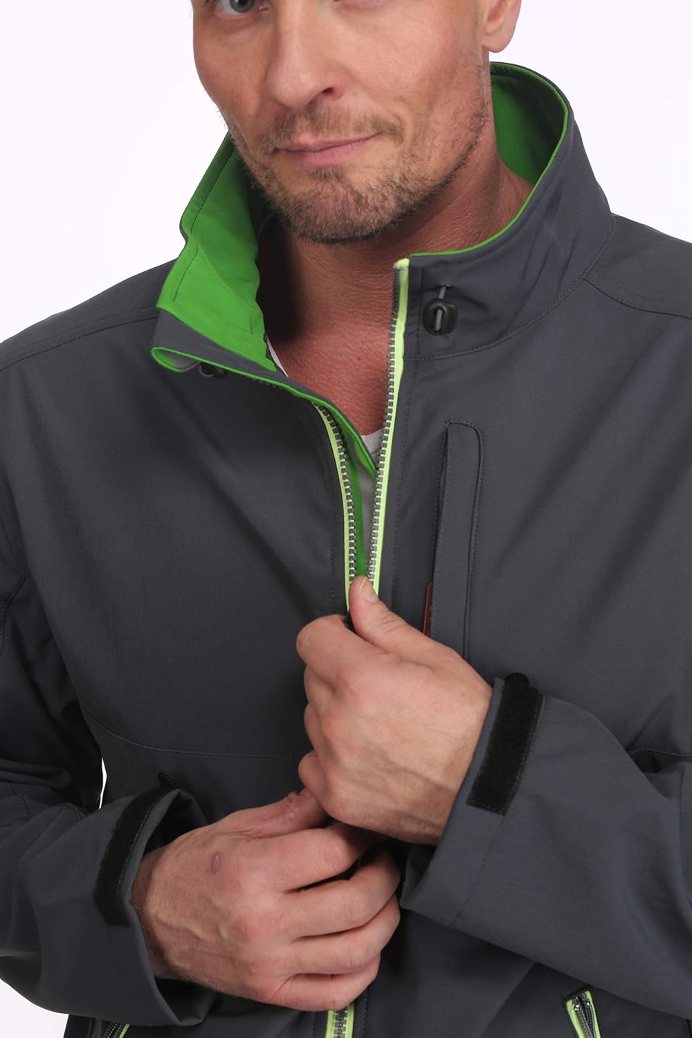 Charlie Barato Men's Softshell Work Jacket Grey / Green M grey/green