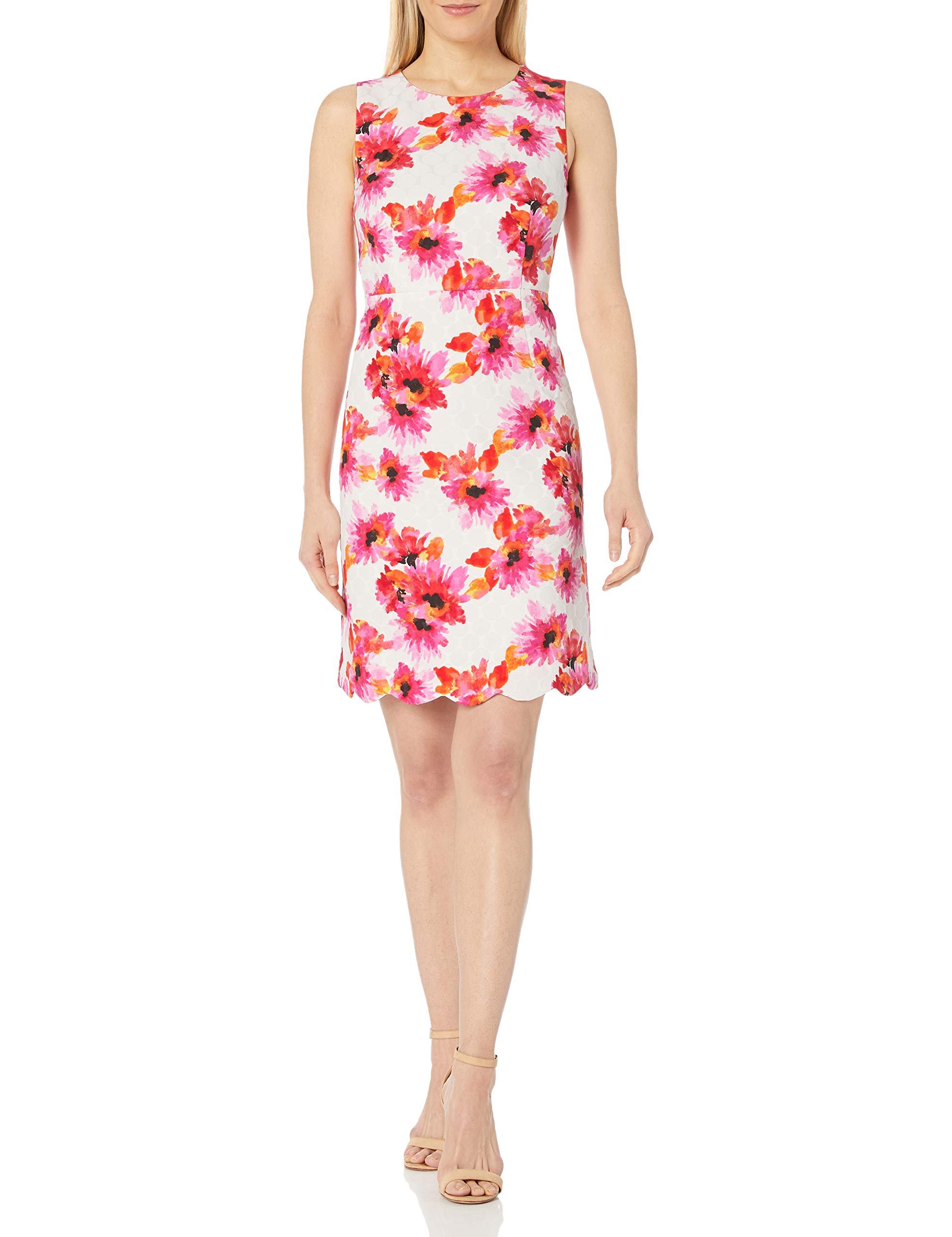 KasperWomen's Printed Jacquard Dress W/Scalloped Hem
