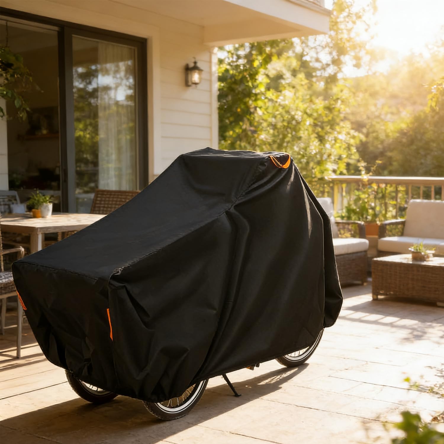 Funda para Bicicleta de Exterior 420D Oxford Impermeable, Cubierta para Triciclo y Bicicleta de Carga (220x100x110 cm) con Protección UV, a Prueba de Viento y Polvo