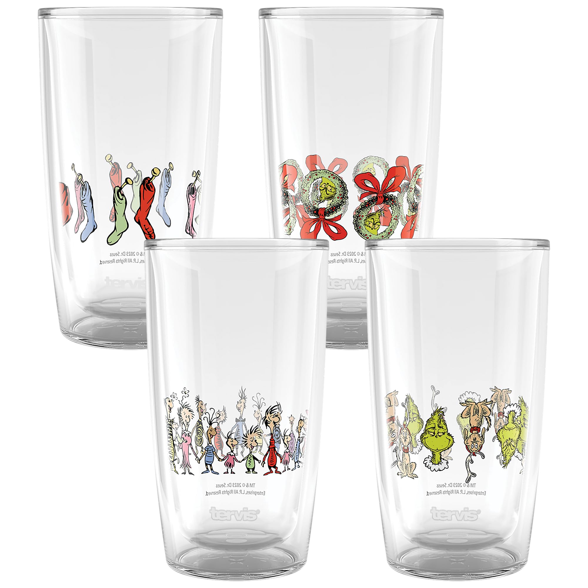 Dr. Seuss Bicchiere In Acrilico Con Spuntoni – Grinch In Abito Da Babbo Natale, 680 Ml, Verde