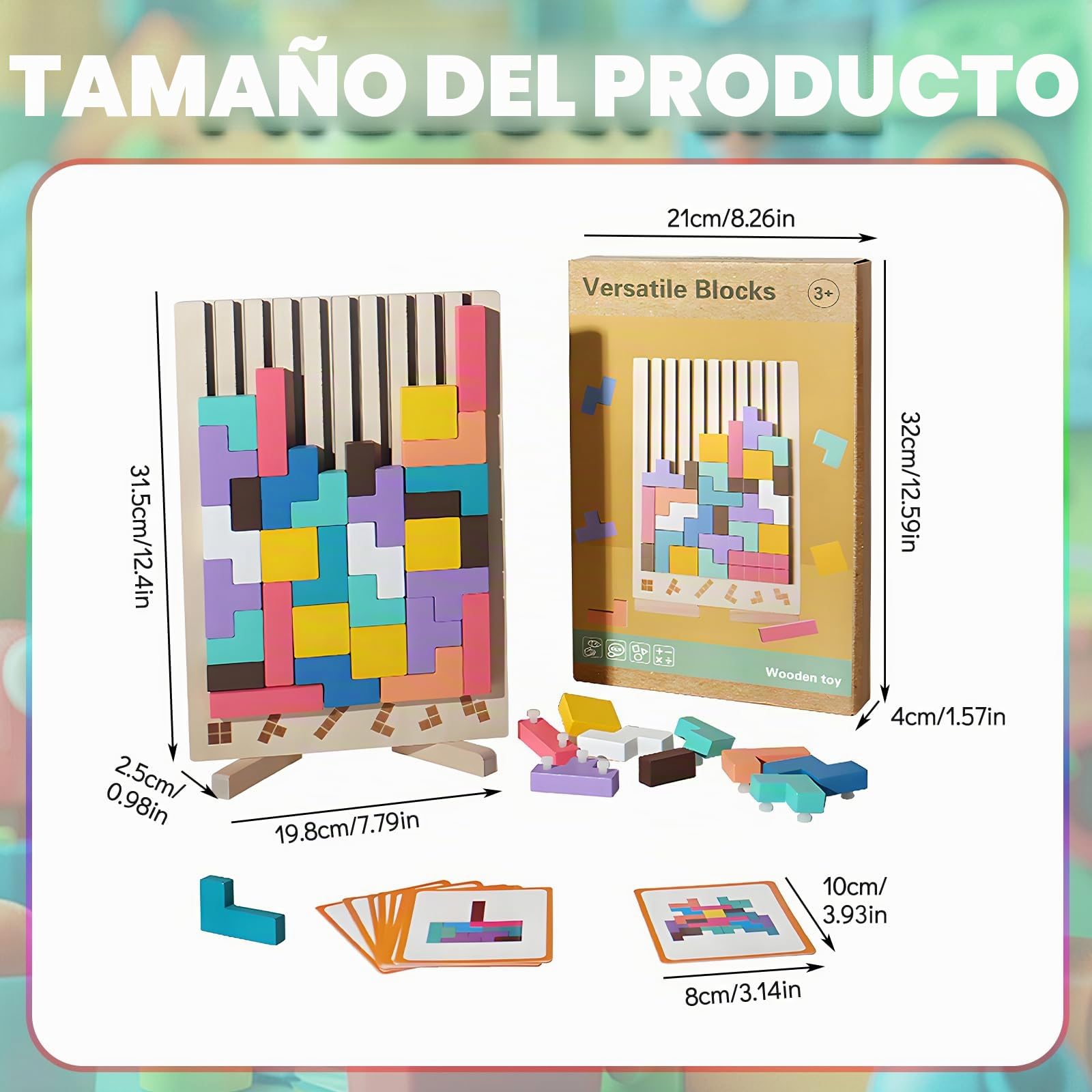 Juguetes Montessori NiñOS 3 4 5 6 AñOs, Rompecabezas 3D De Madera para NiñOs Juego De Pensamiento Educativo Tetris Rompecabezas De Madera con Bloques De ConstruccióN Educativo Regalopara NiñOs