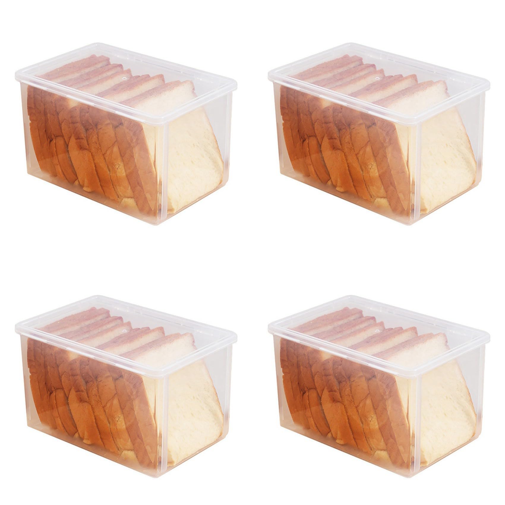 Hndhbfgrt 4X Airtight Bread Storage Containers Bread Box Plastic Reusable Loaf Cake Clear Bread Dispenser Freshest Bread Bin