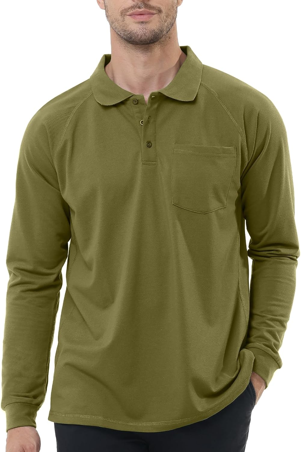 TIHEEN Men's Big & Tall Moisture Wicking Performance Golf Polo Shirt with Pocket Short Sleeve
