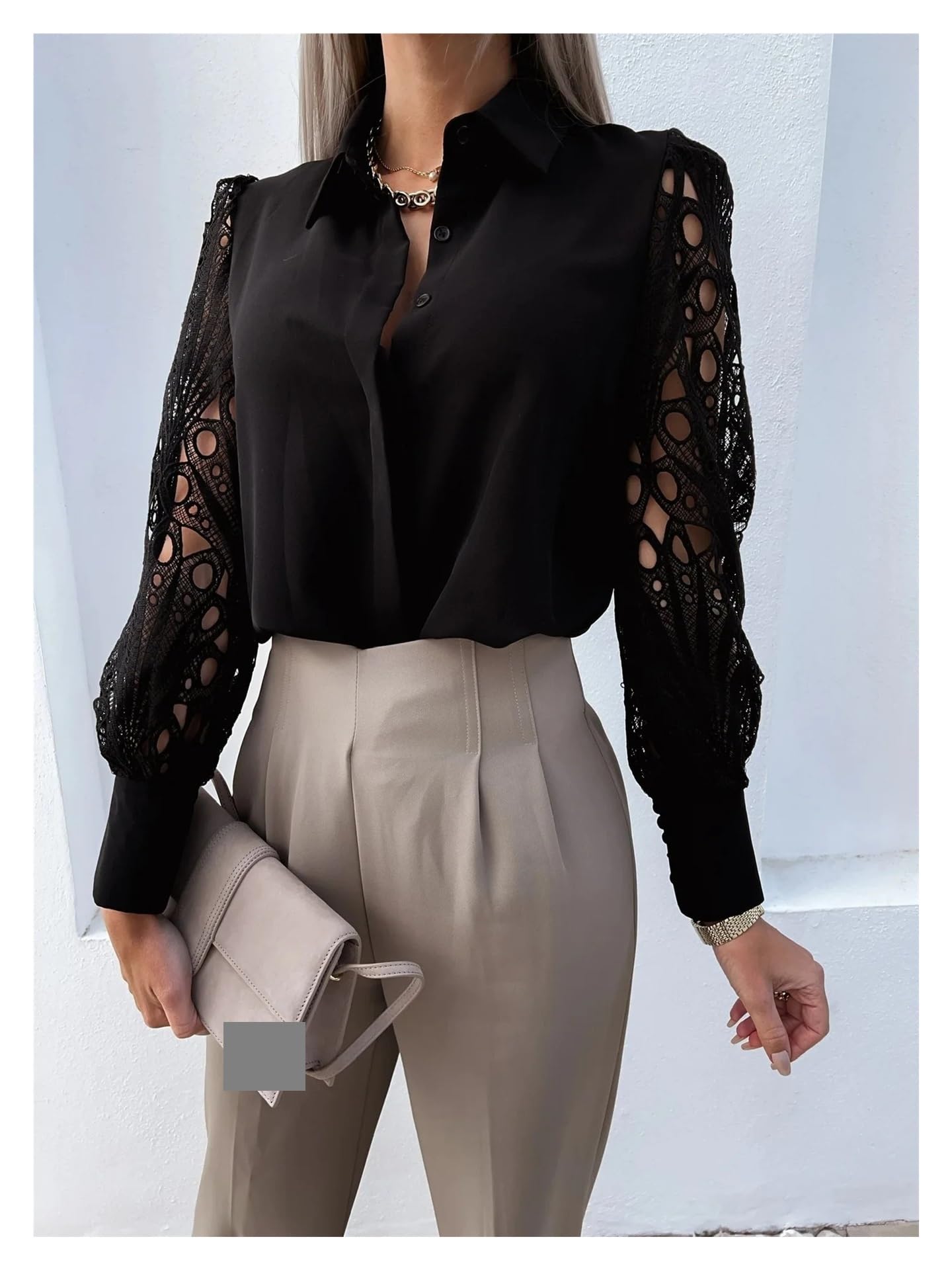 Copricostume Donna Camicetta Elegante In Chiffon Tinta Unita Da Donna | Camicia ampia casual a maniche lunghe con scollo a V, tuniche da donna for ufficio, top oversize(Purple,XXL)